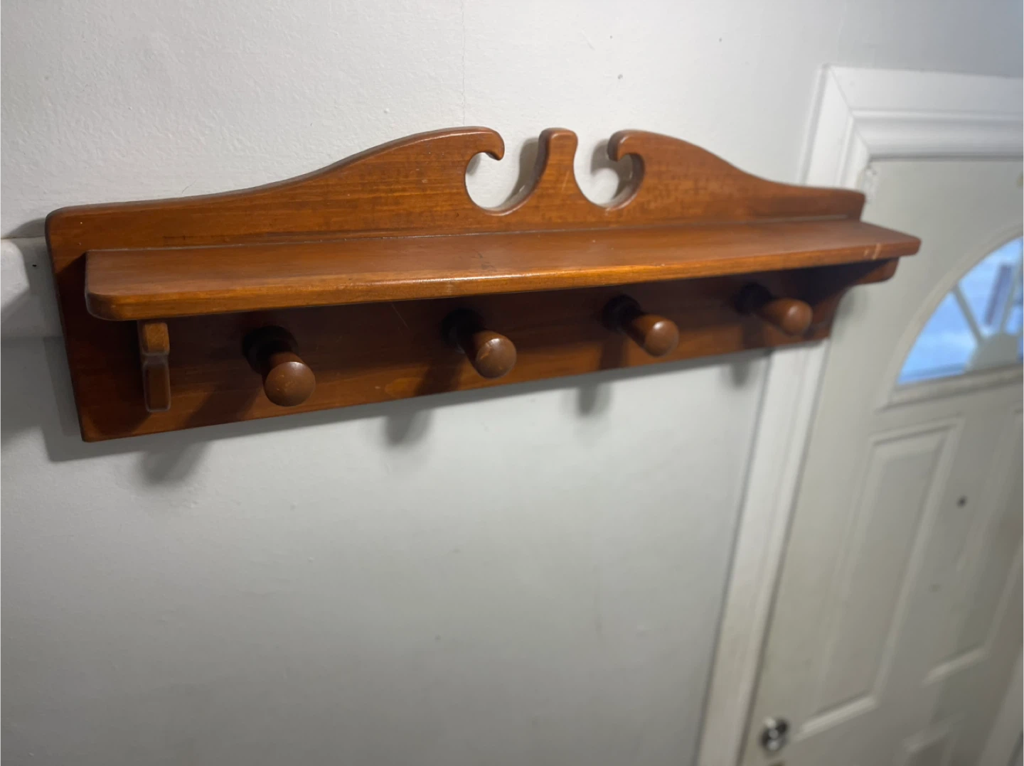 Wooden Shelf with Hooks - photo 2