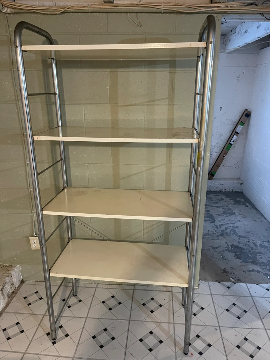 Cream and Chrome 4-Tier Shelf Unit