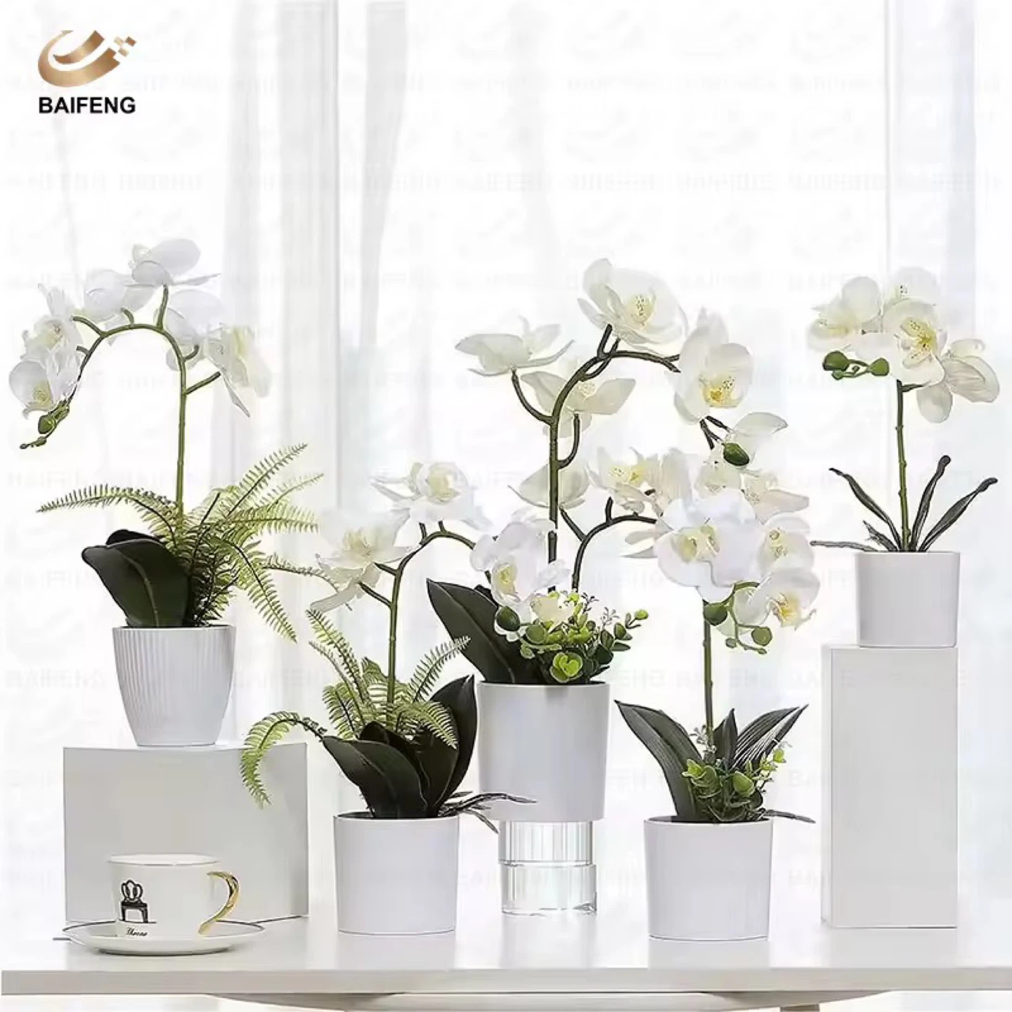BAIFENG White Orchid Artificial Flower Plant - photo 4