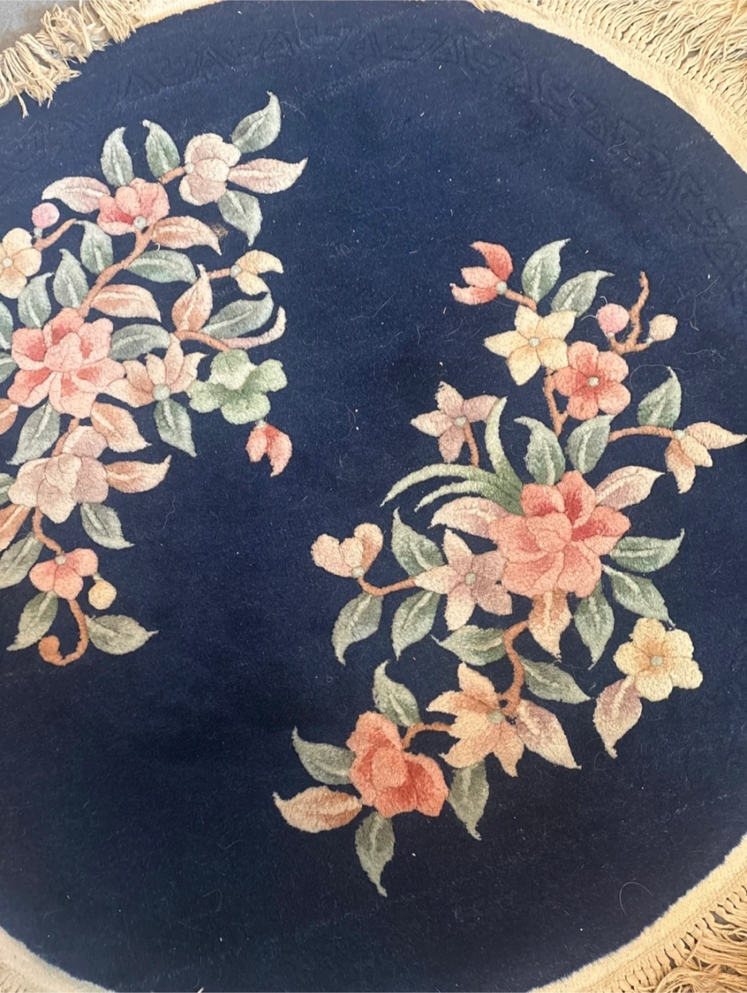 Oriental Chinese Wool Round Floral Rug - photo 5