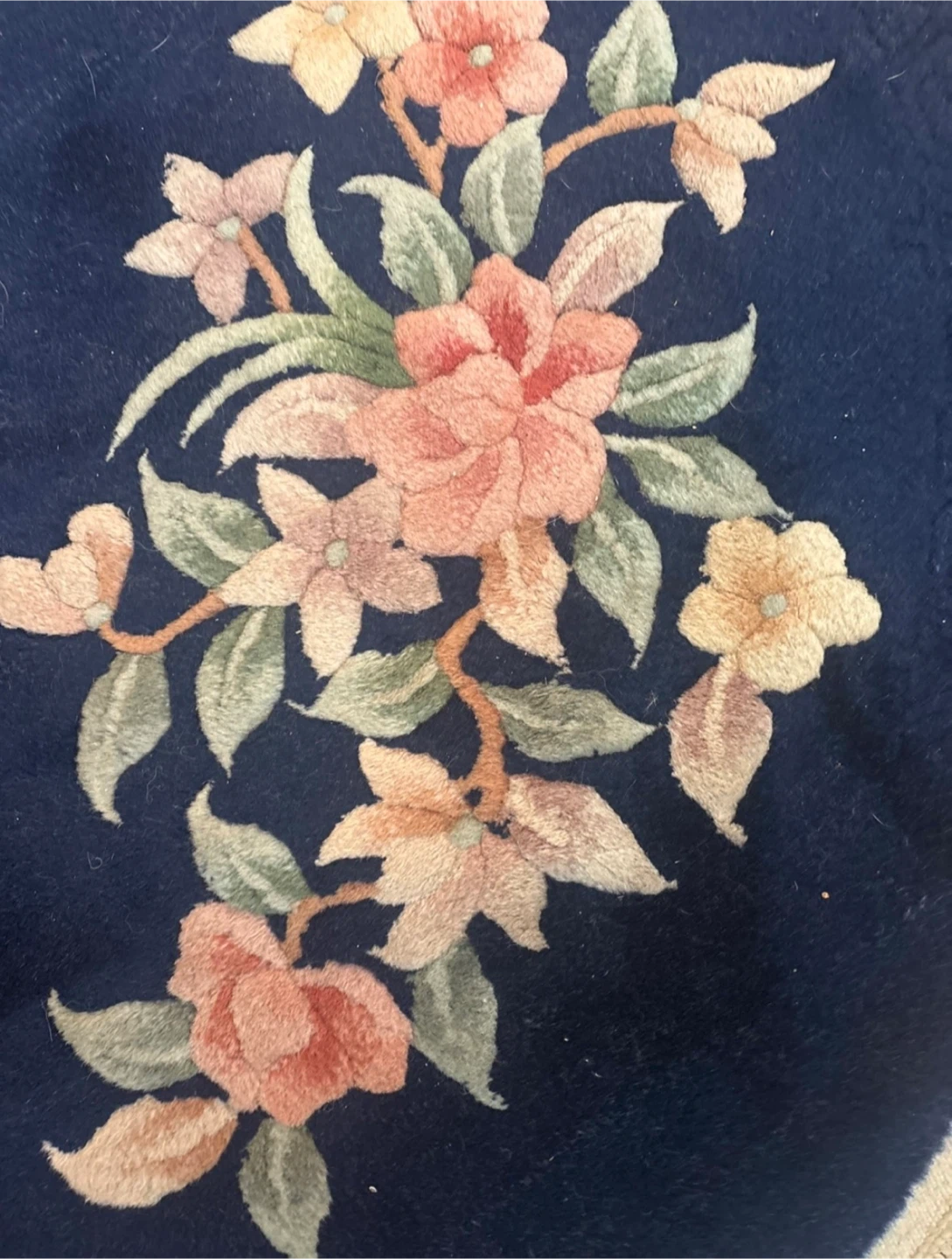 Oriental Chinese Wool Round Floral Rug - photo 2