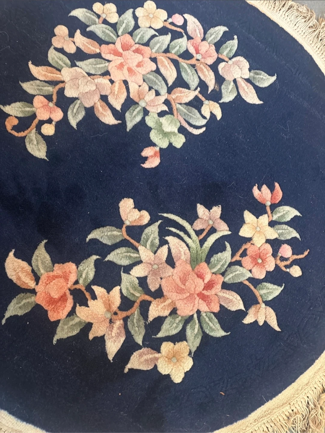 Oriental Chinese Wool Round Floral Rug - photo 3