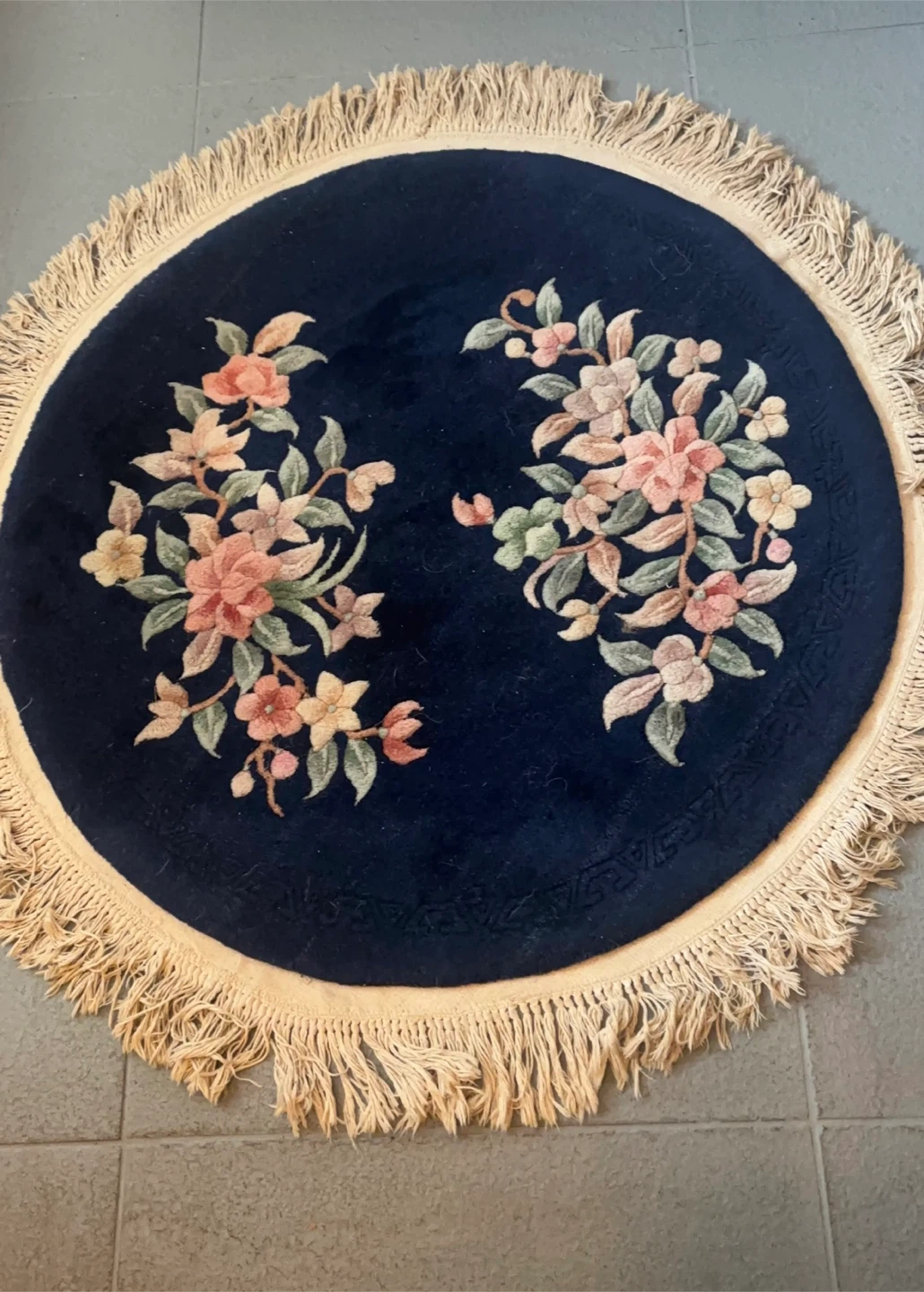 Oriental Chinese Wool Round Floral Rug