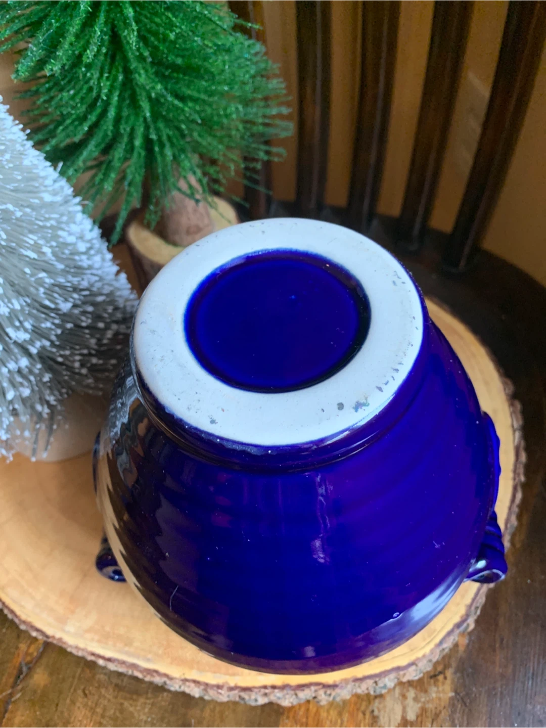 Blue Ceramic Vase/Planter/Lidded Crock with Rolled Handles 🏆 - photo 4