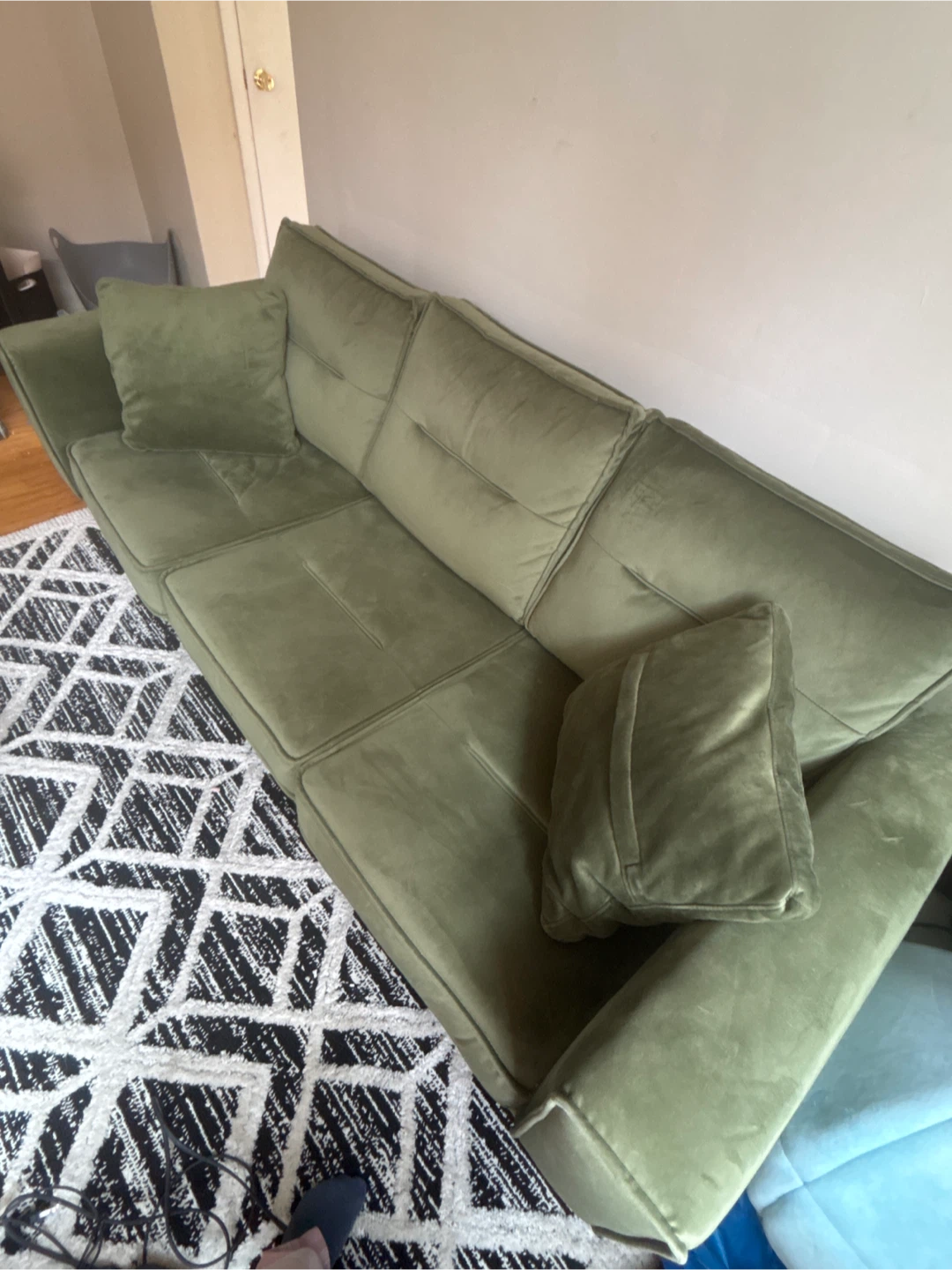 Green Velvet Couch - photo 2