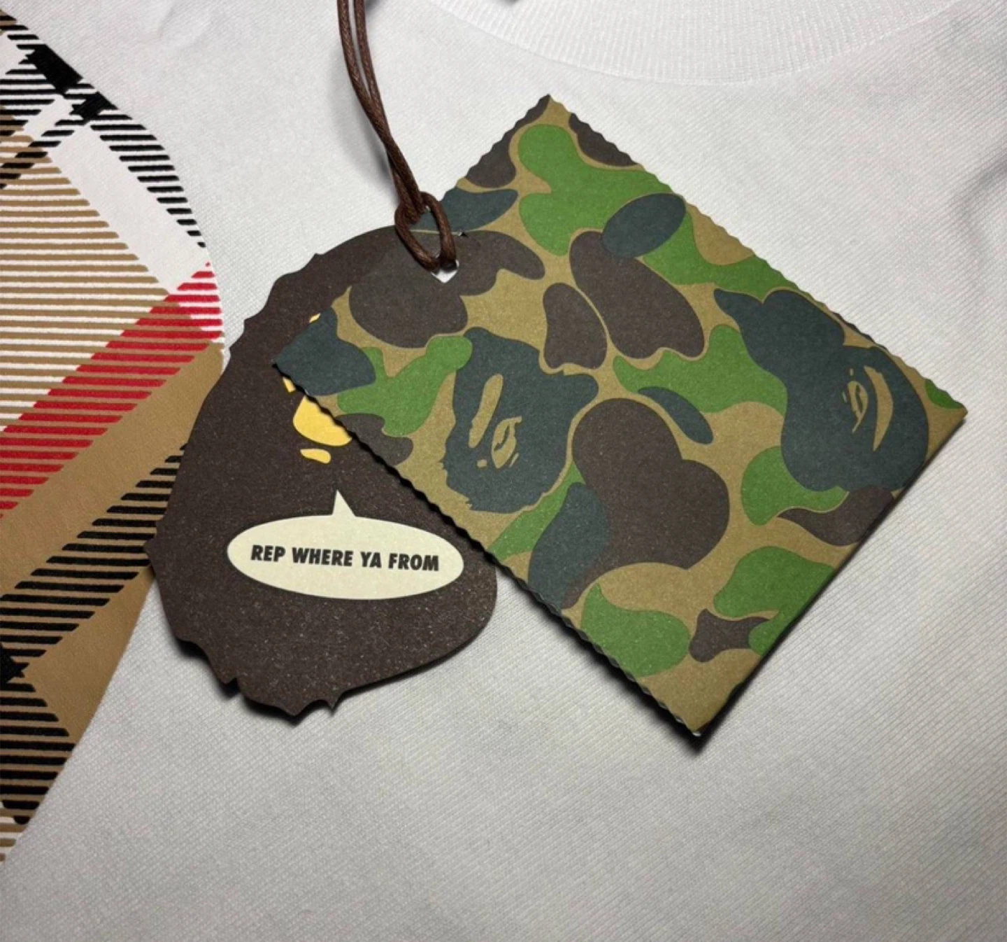 BAPE Burberry Plaid Ape Head White Graphic T-Shirt – All Sizes - photo 4