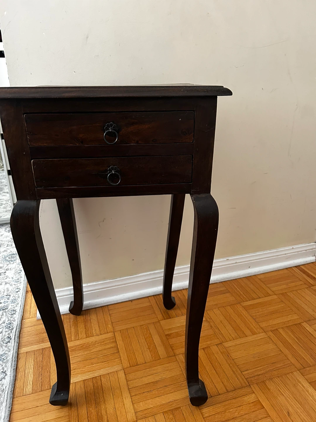 Dark Wood Side set of 2 Tables with Two Drawers - photo 3