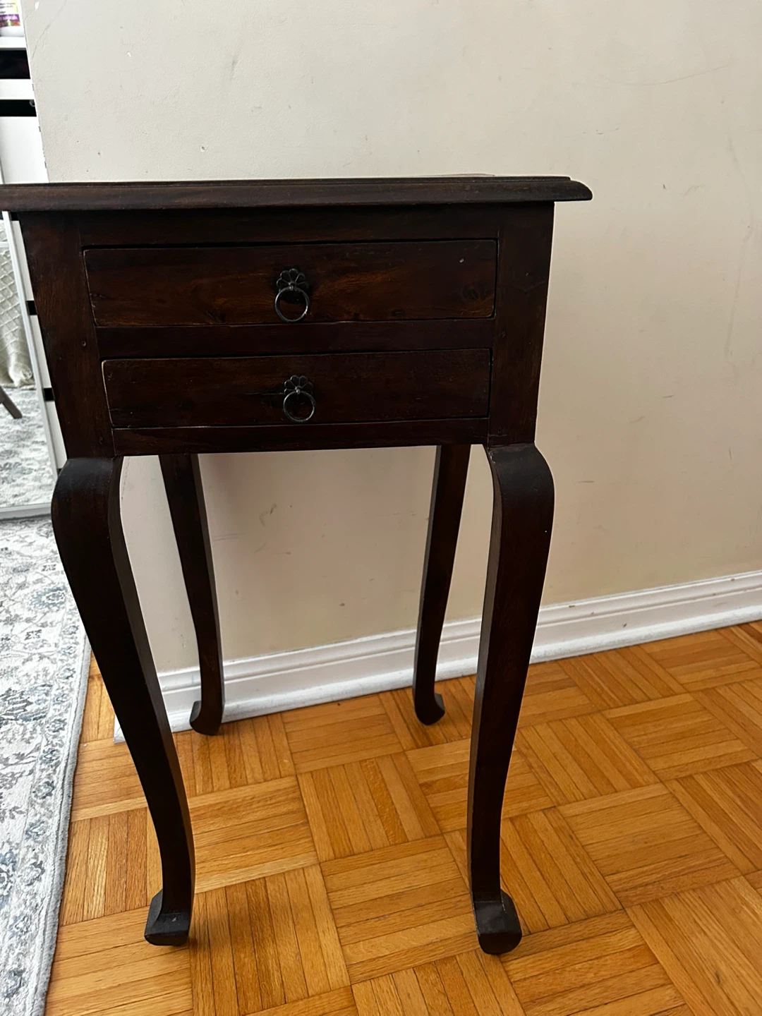 Dark Wood Side set of 2 Tables with Two Drawers - photo 4
