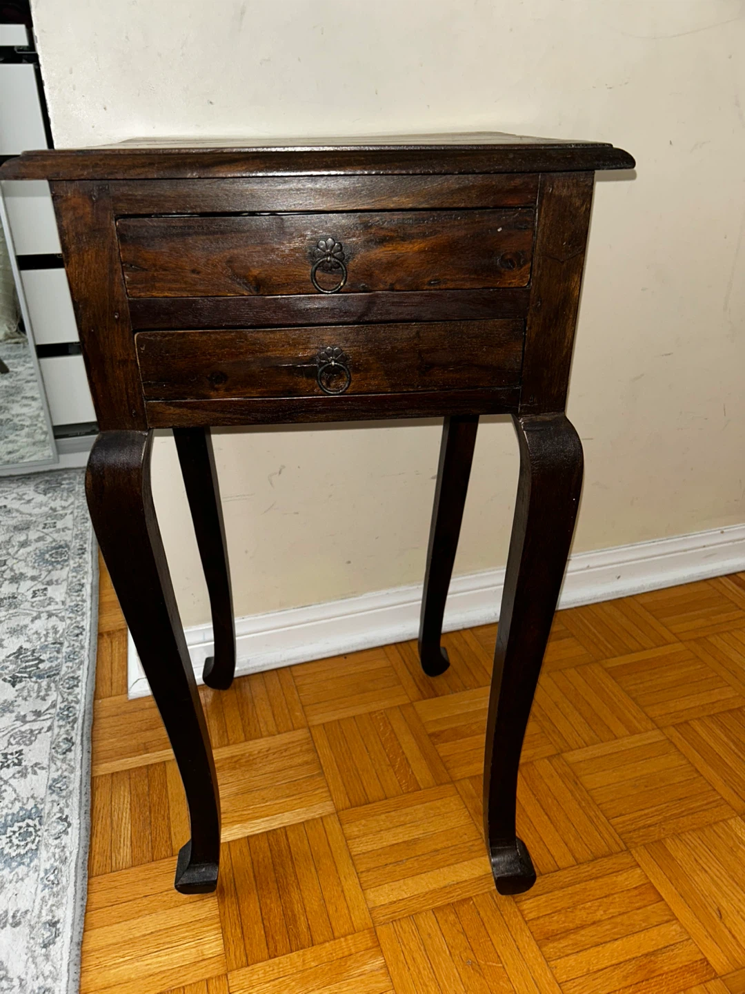 Dark Wood Side set of 2 Tables with Two Drawers - photo 2