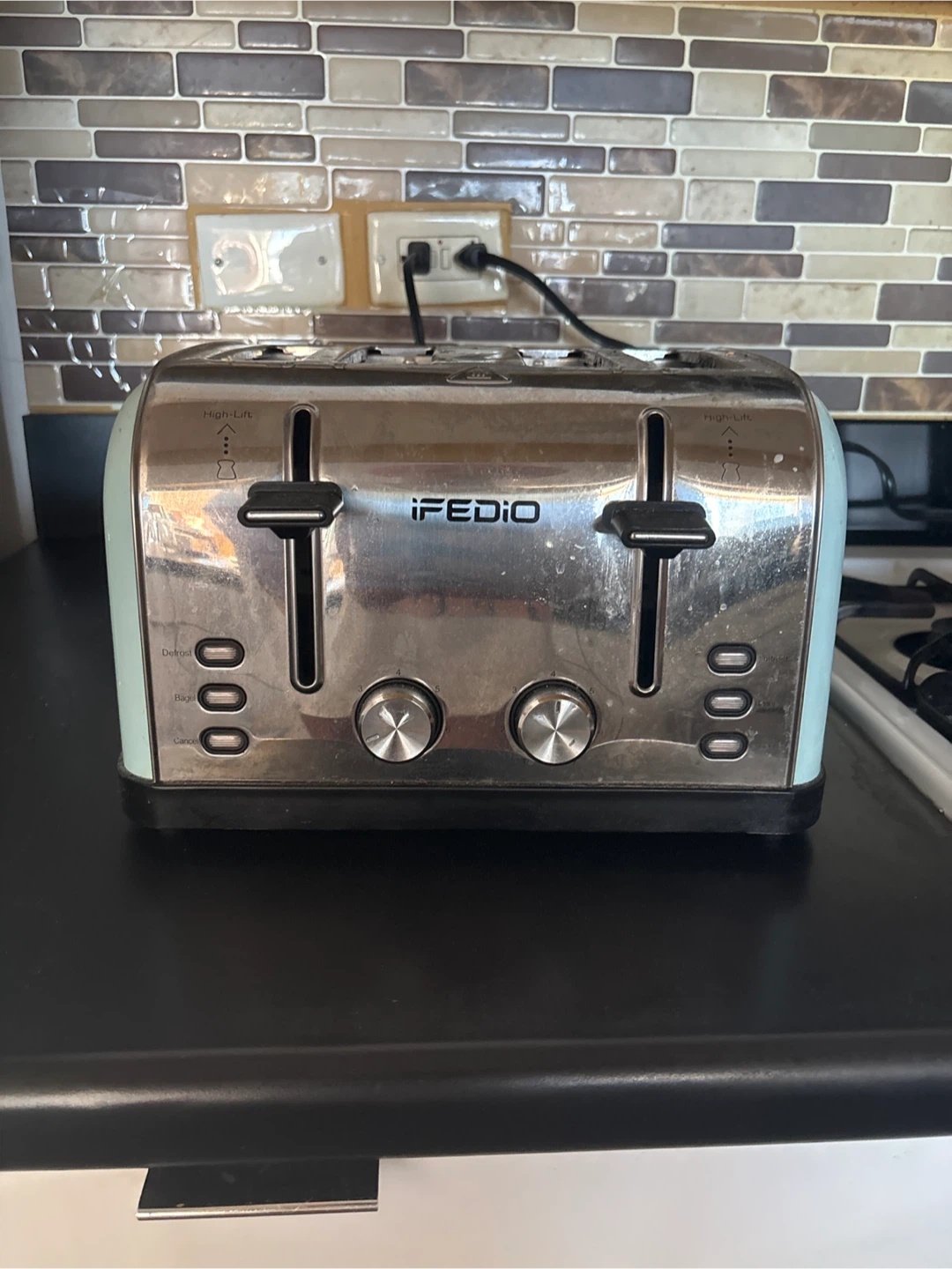 IFEDIO 4-Slice Toaster - Silver/Light Blue