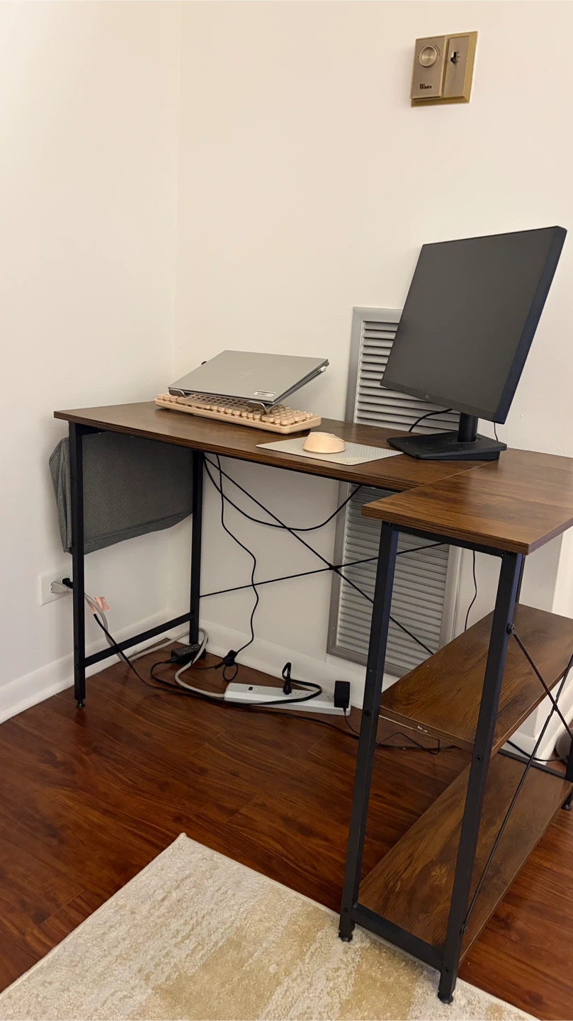 L-Shaped Desk with Shelves