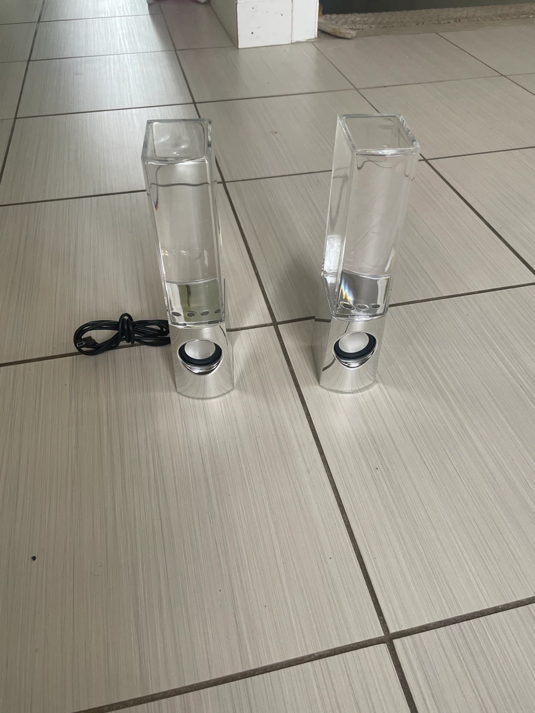 🏆Clear Acrylic Desktop Speakers with Chrome Base