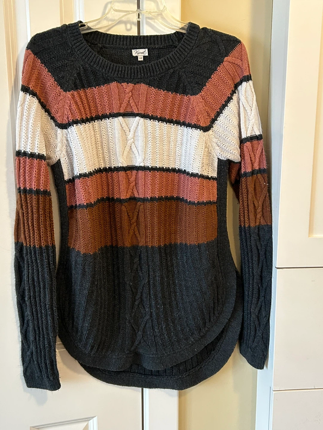 Kismet Striped Cable Knit Sweater L-G