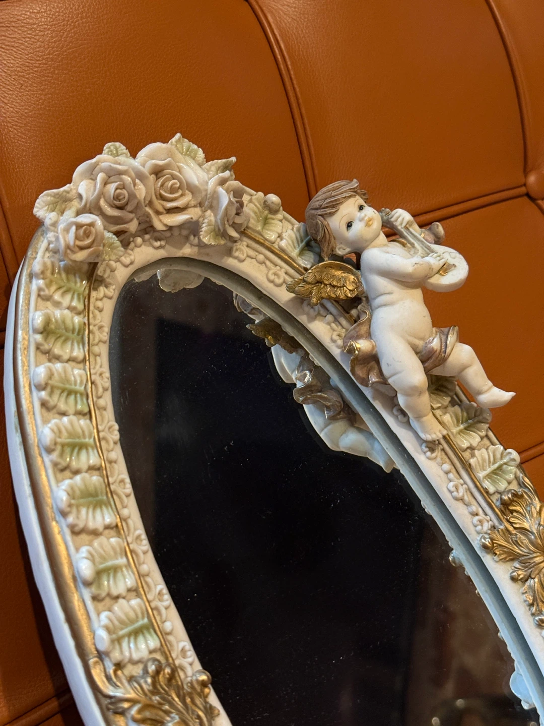 Vintage Oval Angel Frame Mirror - photo 3