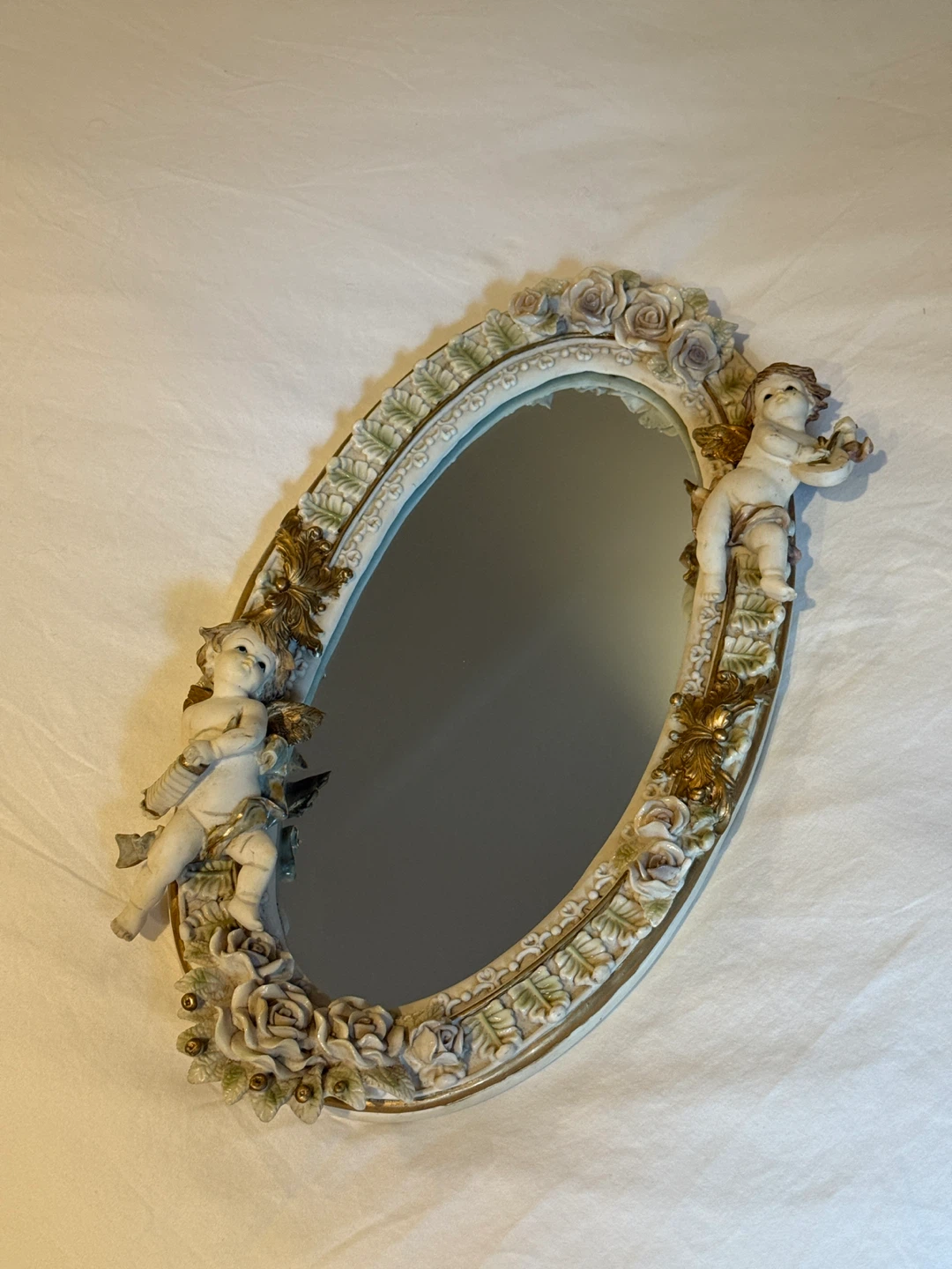 Vintage Oval Angel Frame Mirror