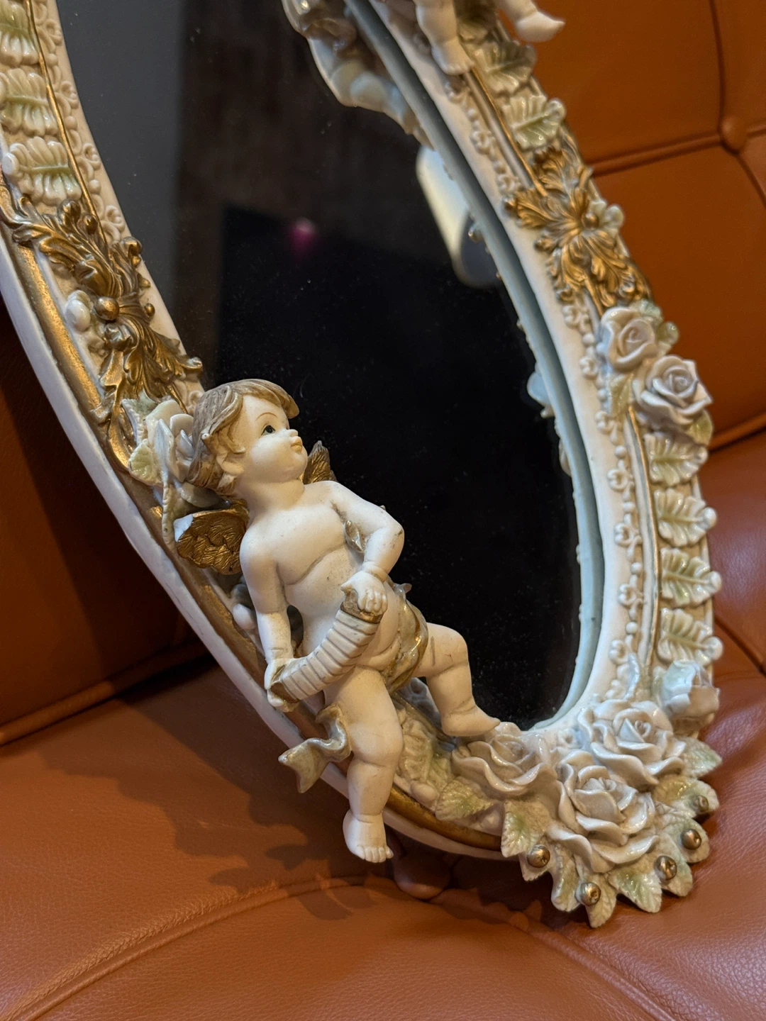 Vintage Oval Angel Frame Mirror - photo 4
