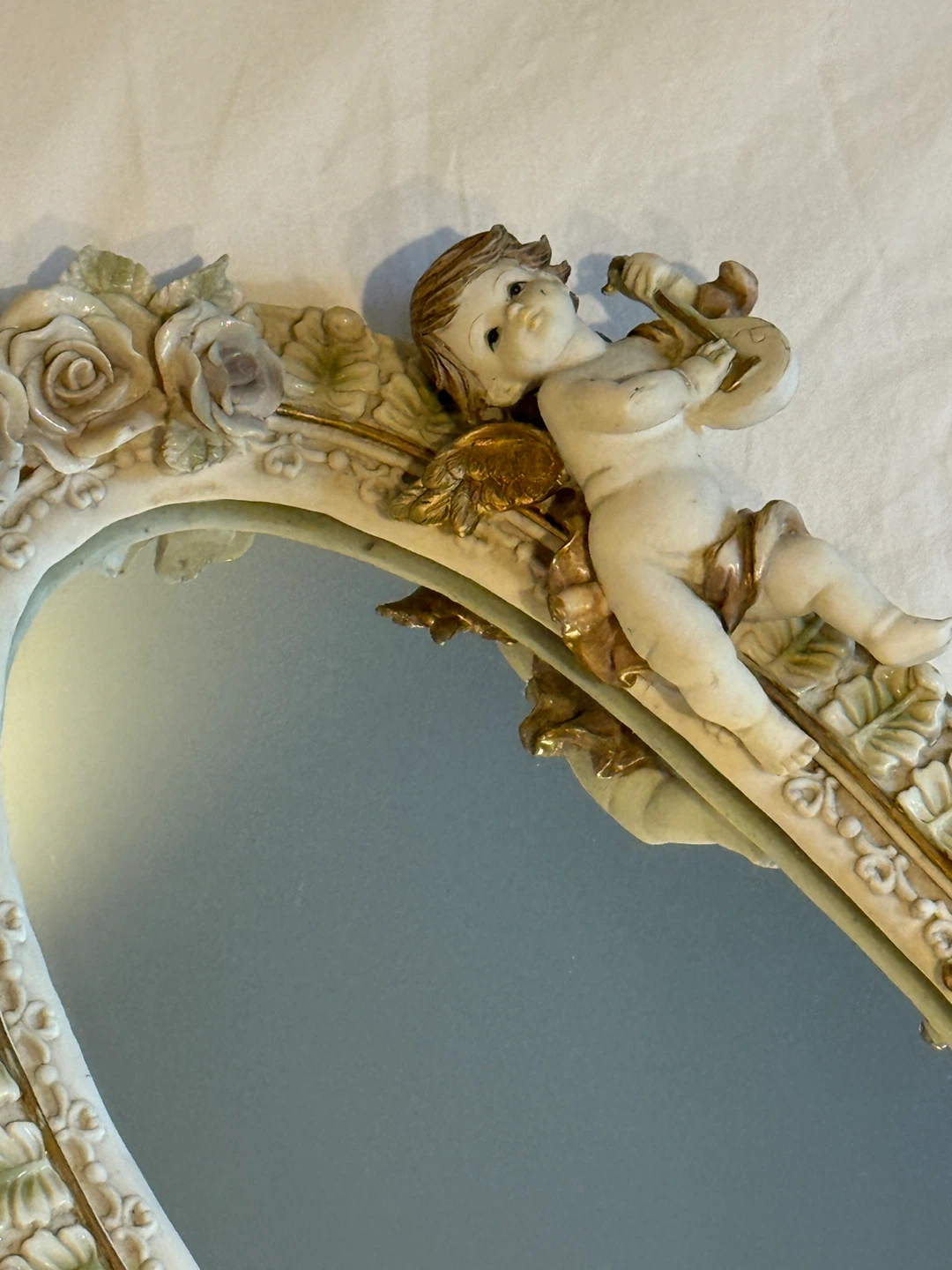 Vintage Oval Angel Frame Mirror - photo 5