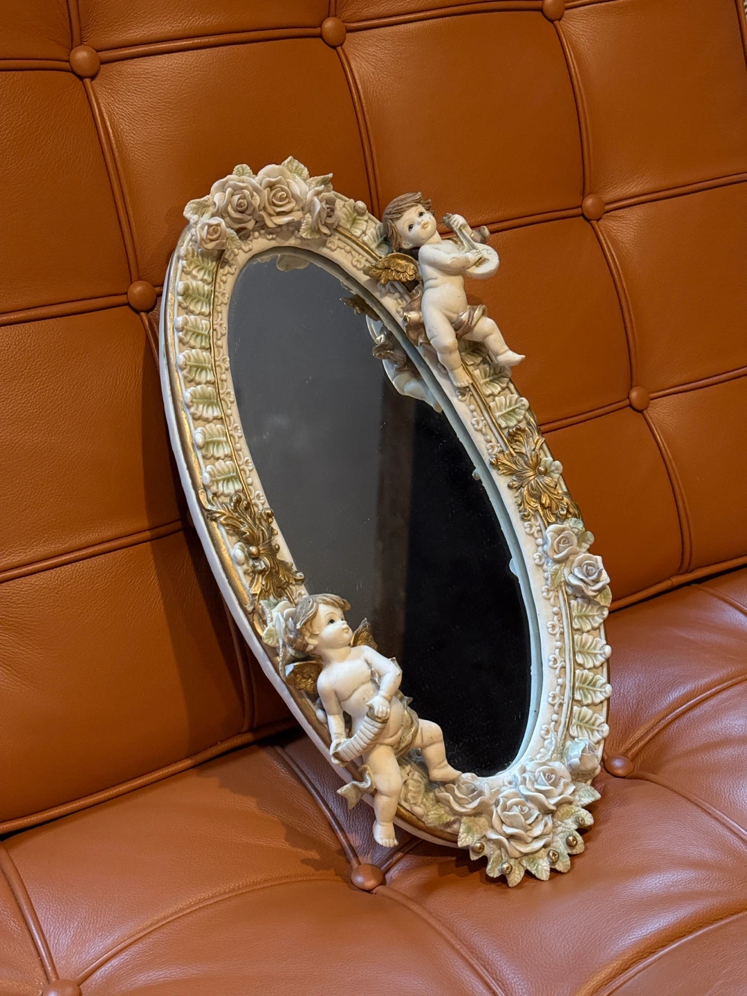 Vintage Oval Angel Frame Mirror - photo 2
