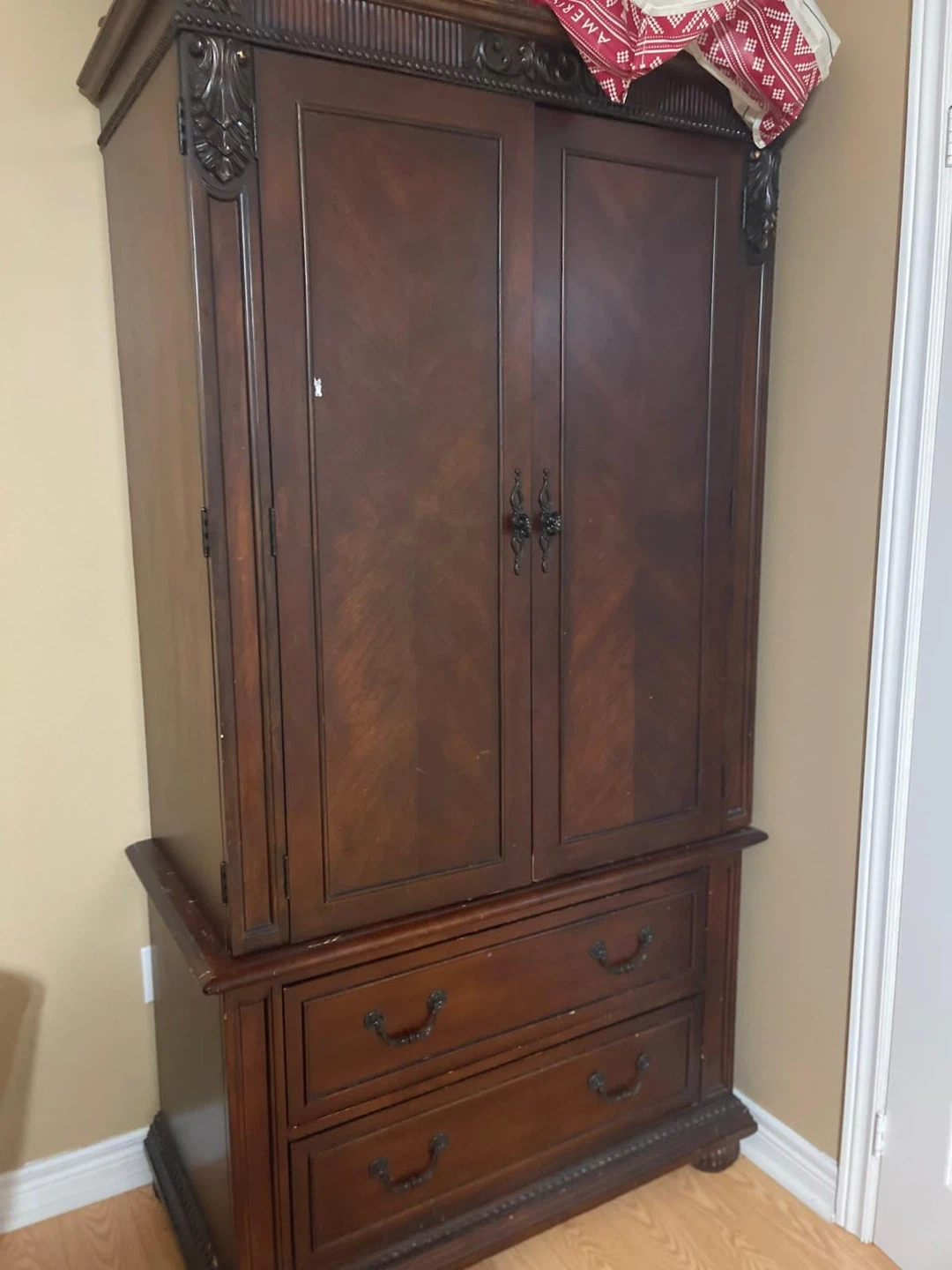 Dark Wood Armoire with Drawers - photo 2