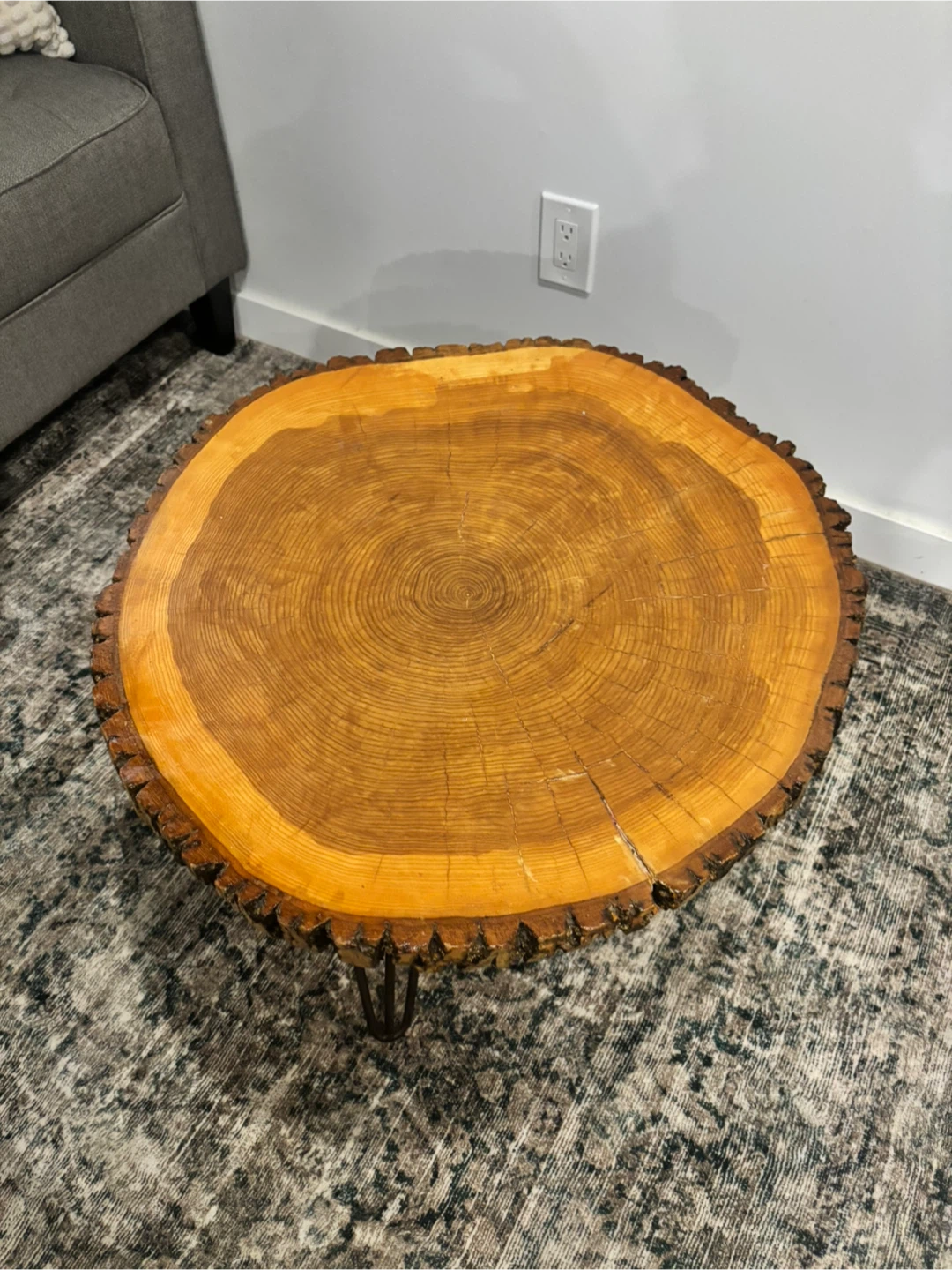 Live Edge Wood Slice Coffee Table with Metal Legs - photo 5