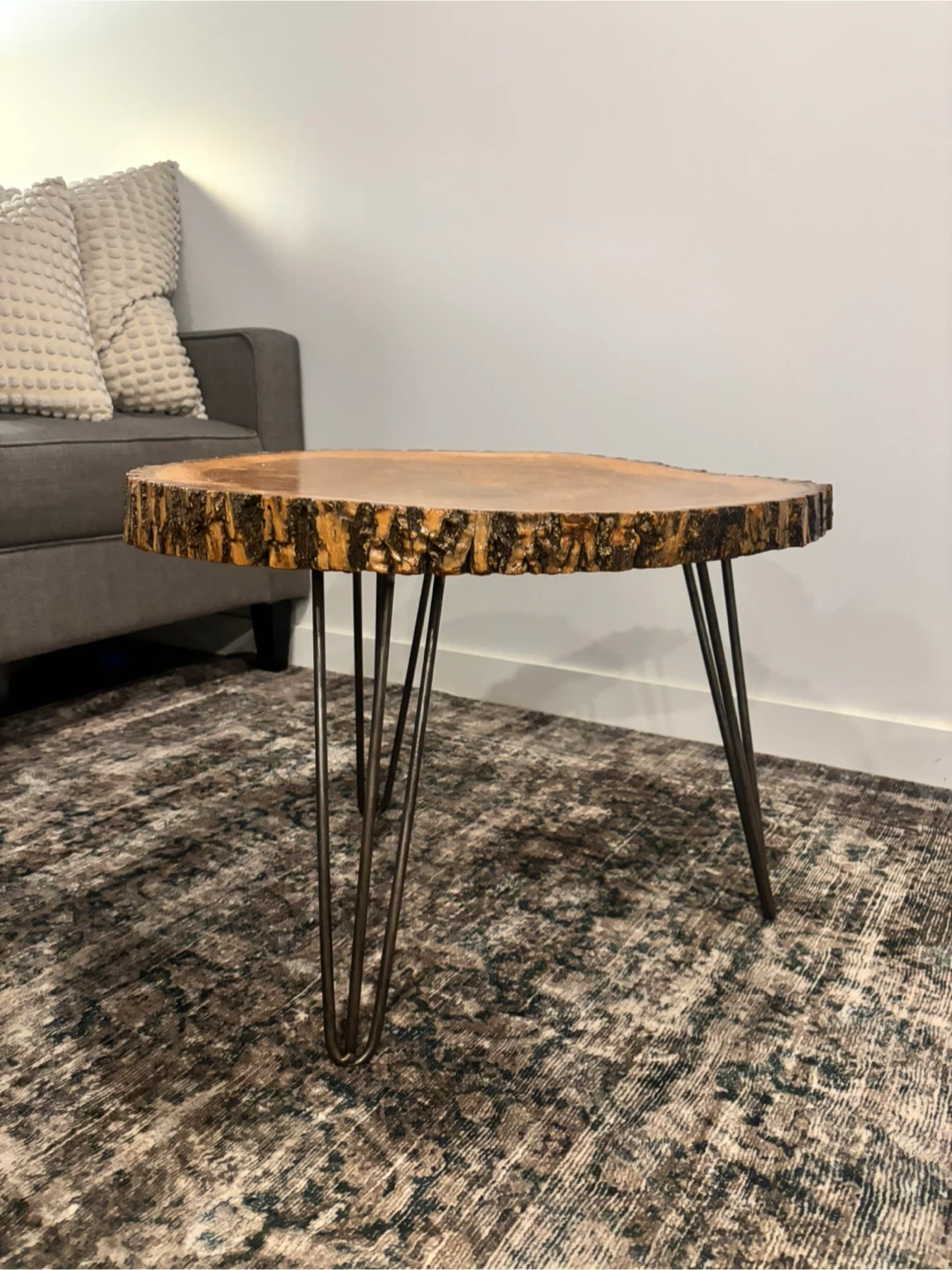 Live Edge Wood Slice Coffee Table with Metal Legs - photo 4