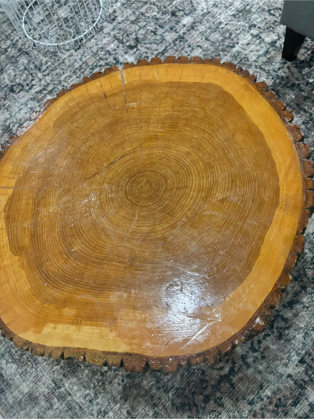 Live Edge Wood Slice Coffee Table with Metal Legs - photo 2