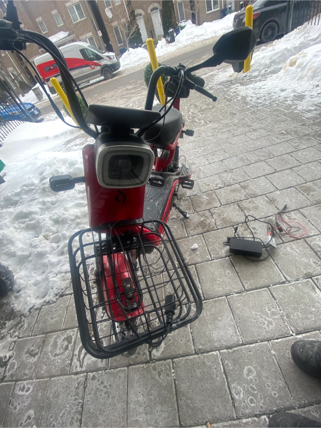 Red Electric Scooter with Basket - photo 3