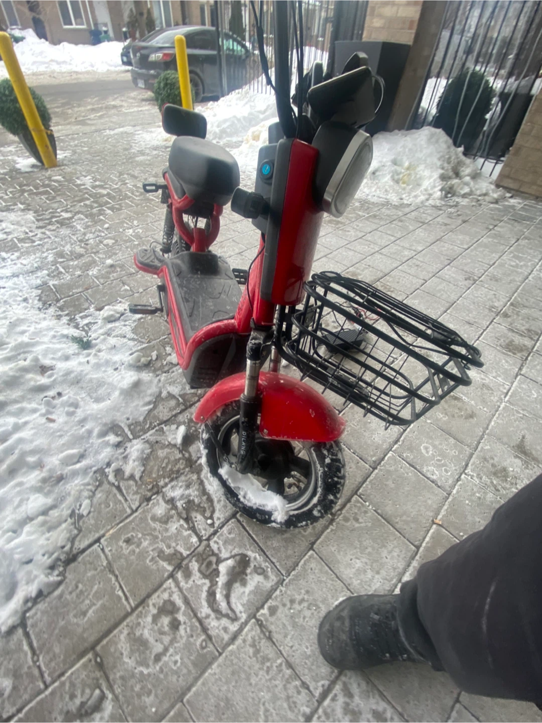 Red Electric Scooter with Basket - photo 4