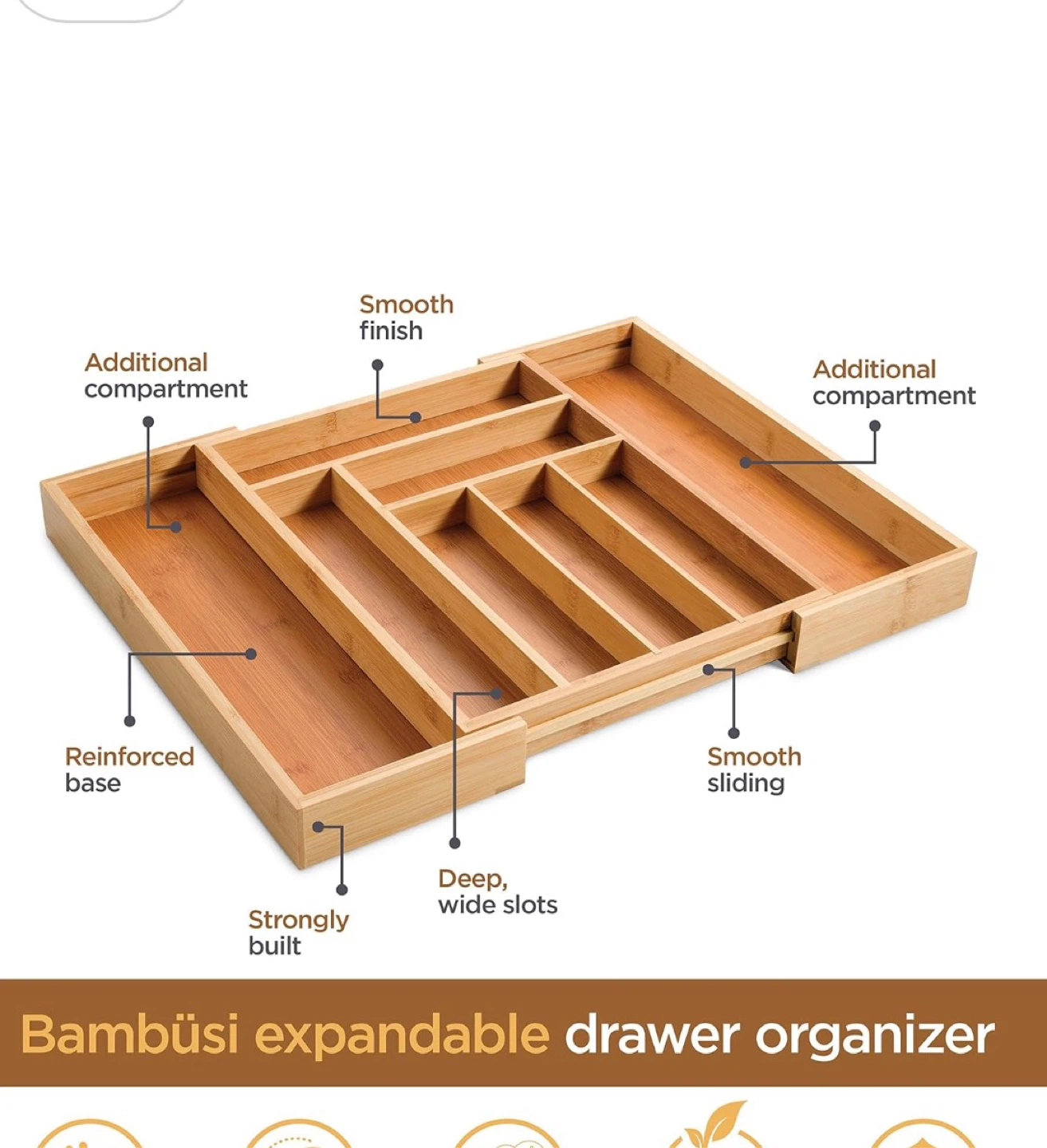 Bambüsi Expandable Bamboo Drawer Organizer - photo 5