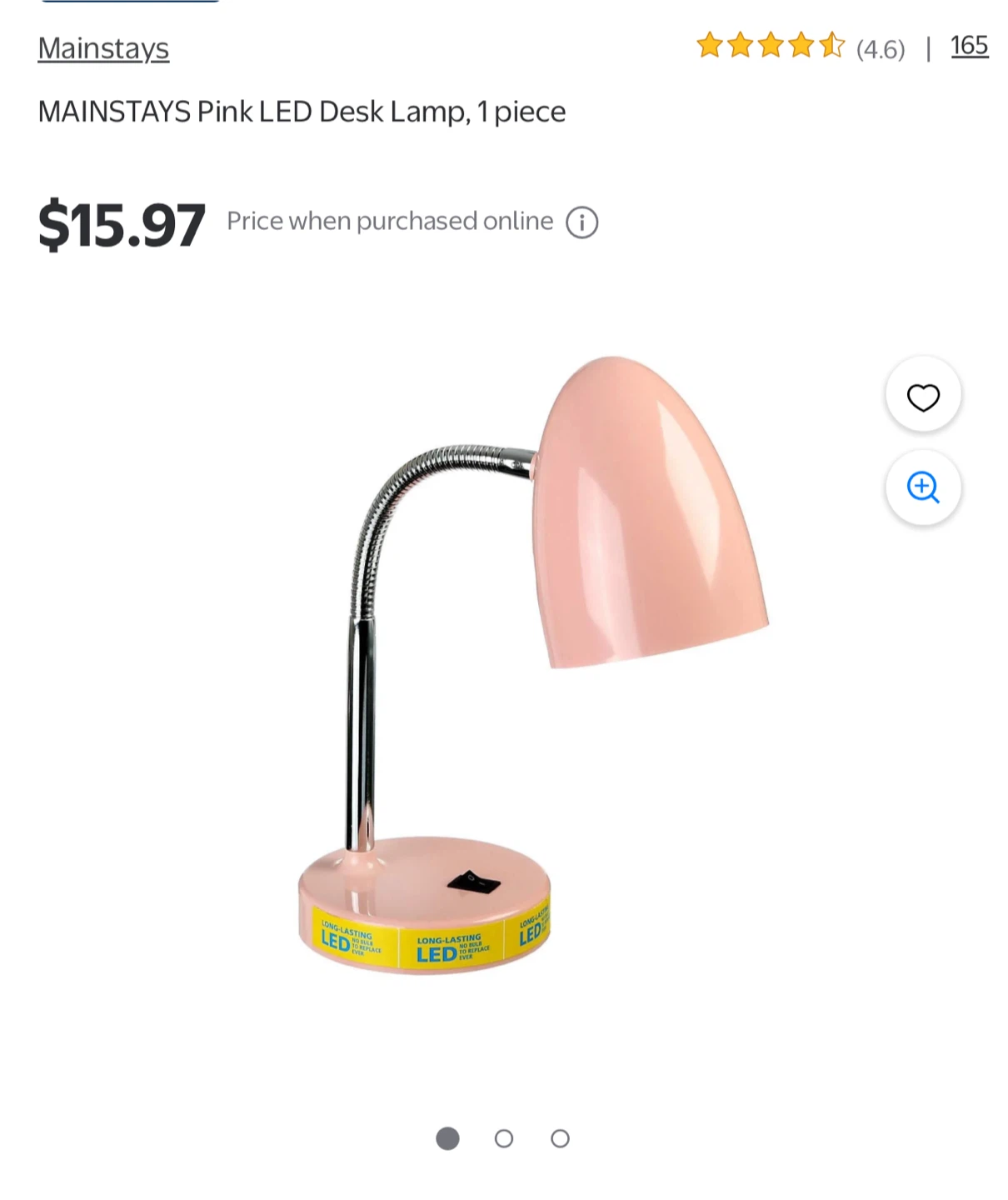 MAINSTAYS Pink LED Desk Lamp - photo 4