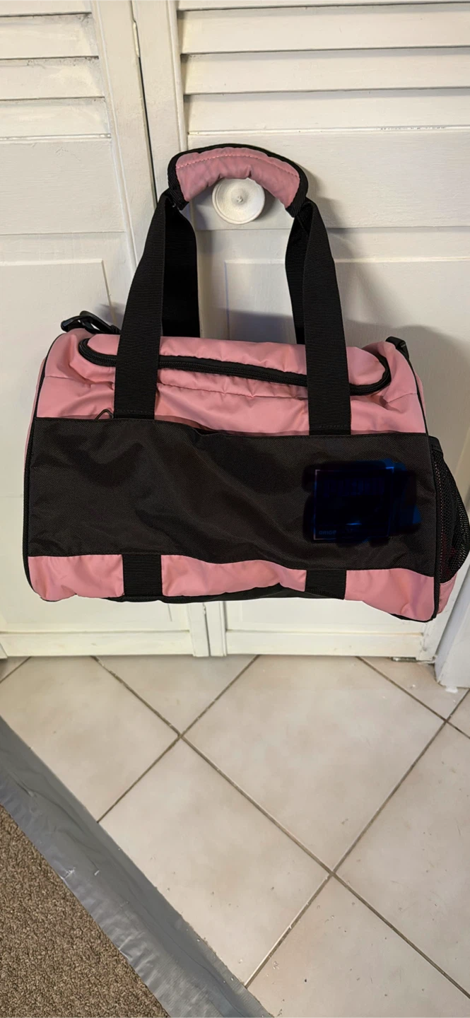 Pink and Black Duffle Bag