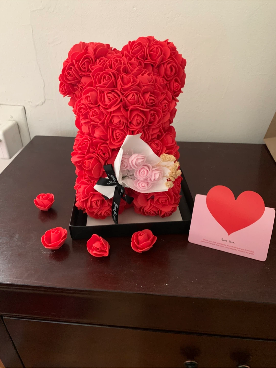 Red Rose Bear with Bouquet