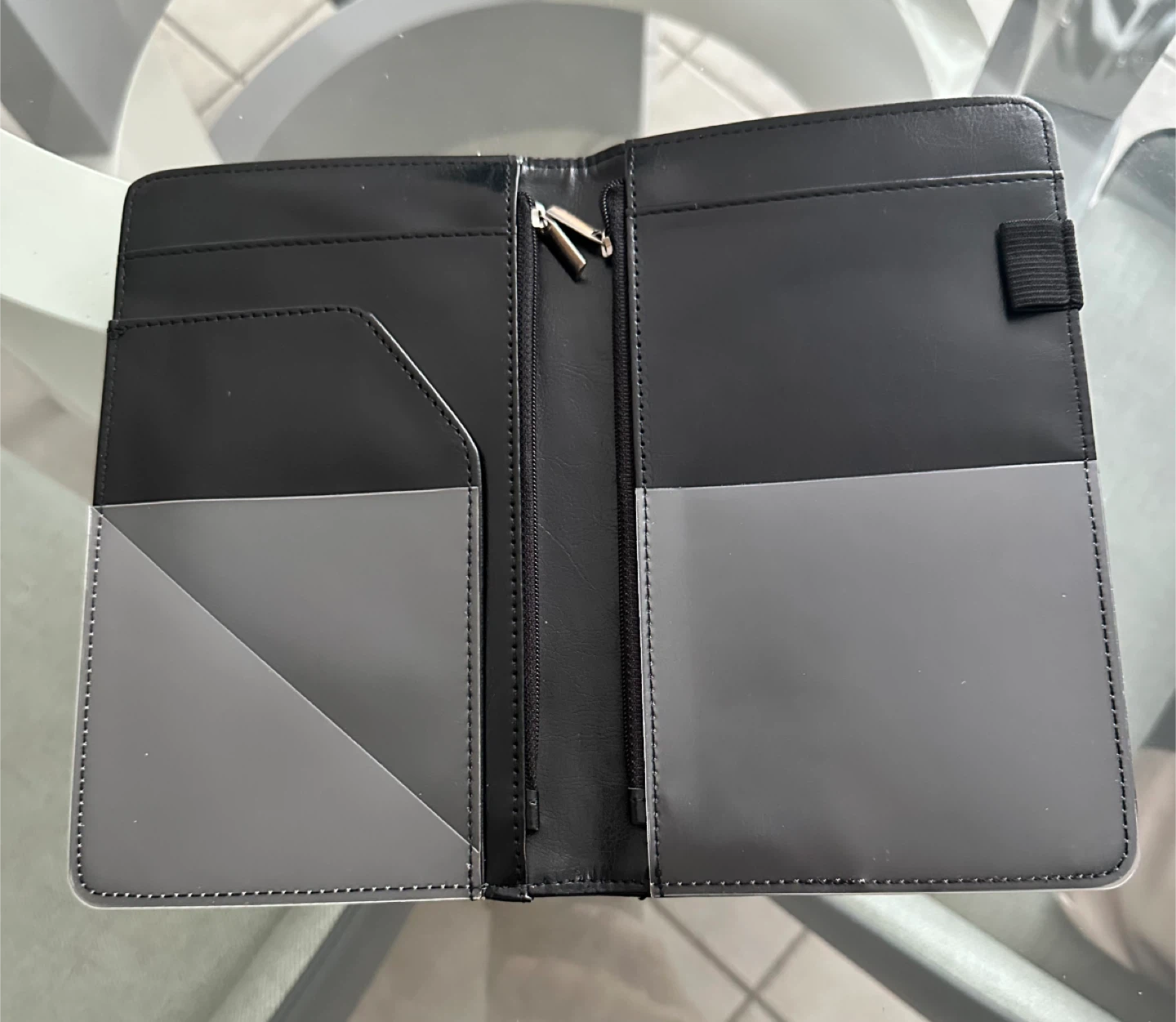 Black Leather Server Book with Zippered Pockets - photo 3