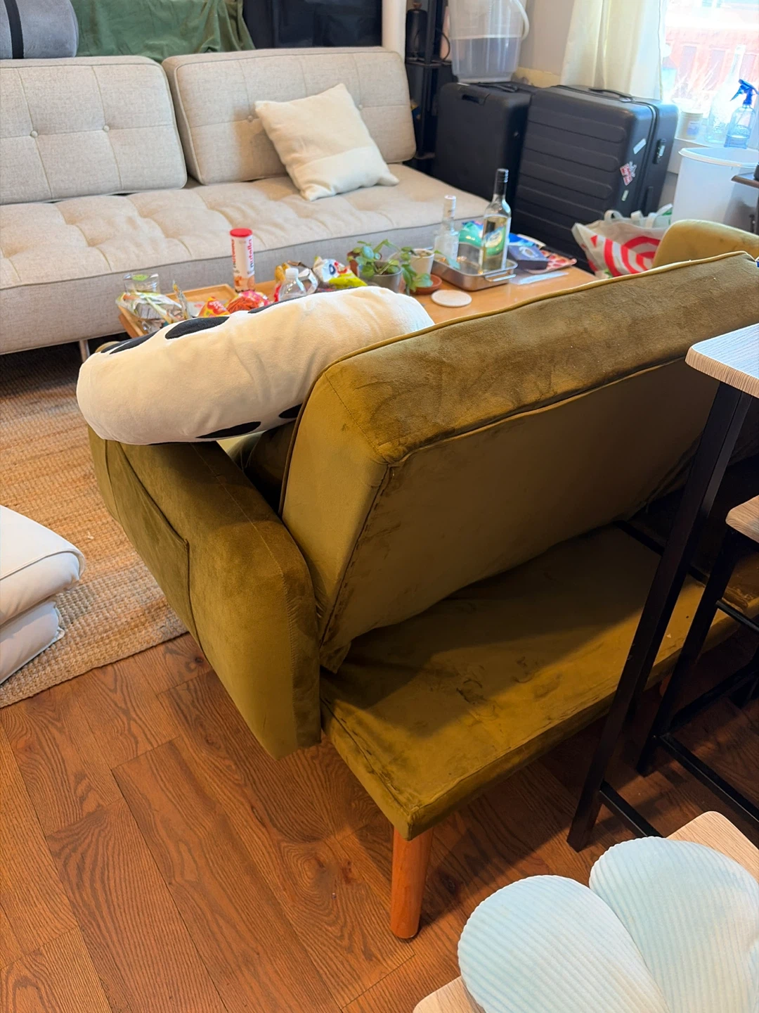 Green Velvet Loveseat Sofa - photo 4