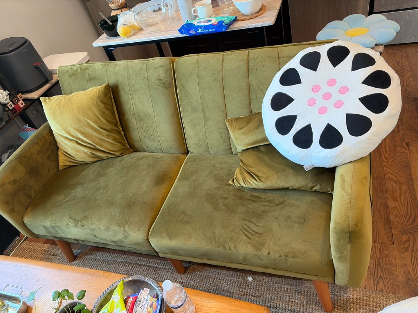 Green Velvet Loveseat Sofa - photo 2