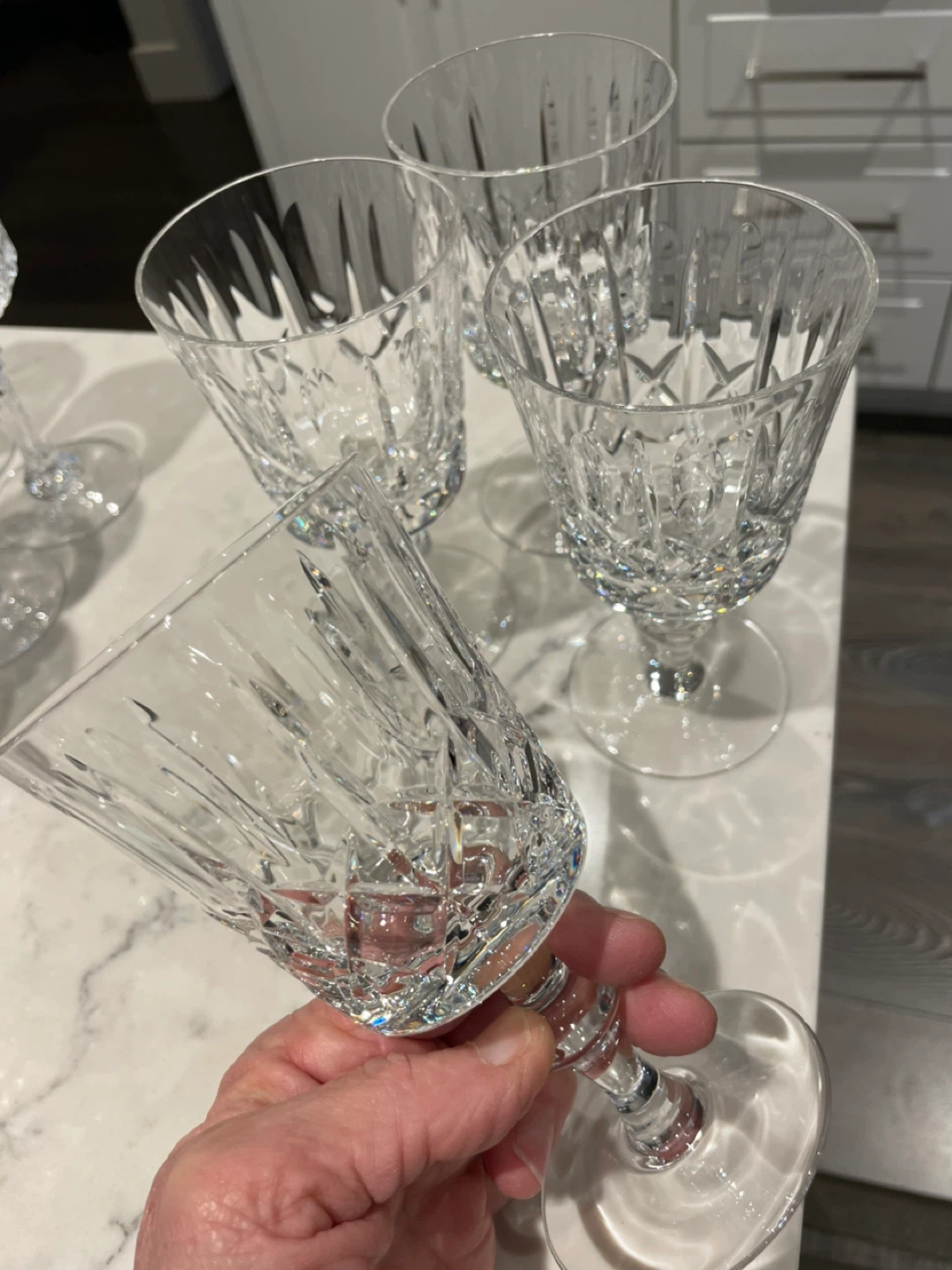 Vintage Crystal Wine Glasses Set - Cut Glass - photo 2