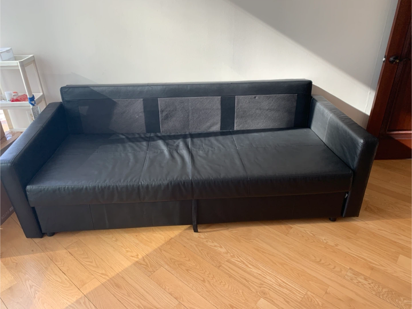 Black Faux Leather Sofa Bed - photo 2