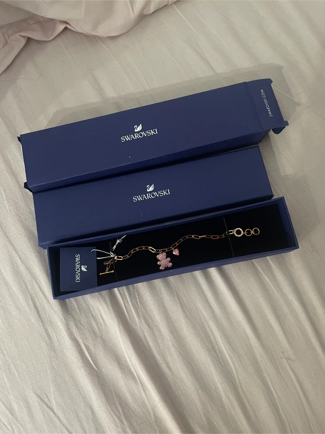 Swarovski Pink Teddy Bear & Heart Charm Bracelet - photo 4