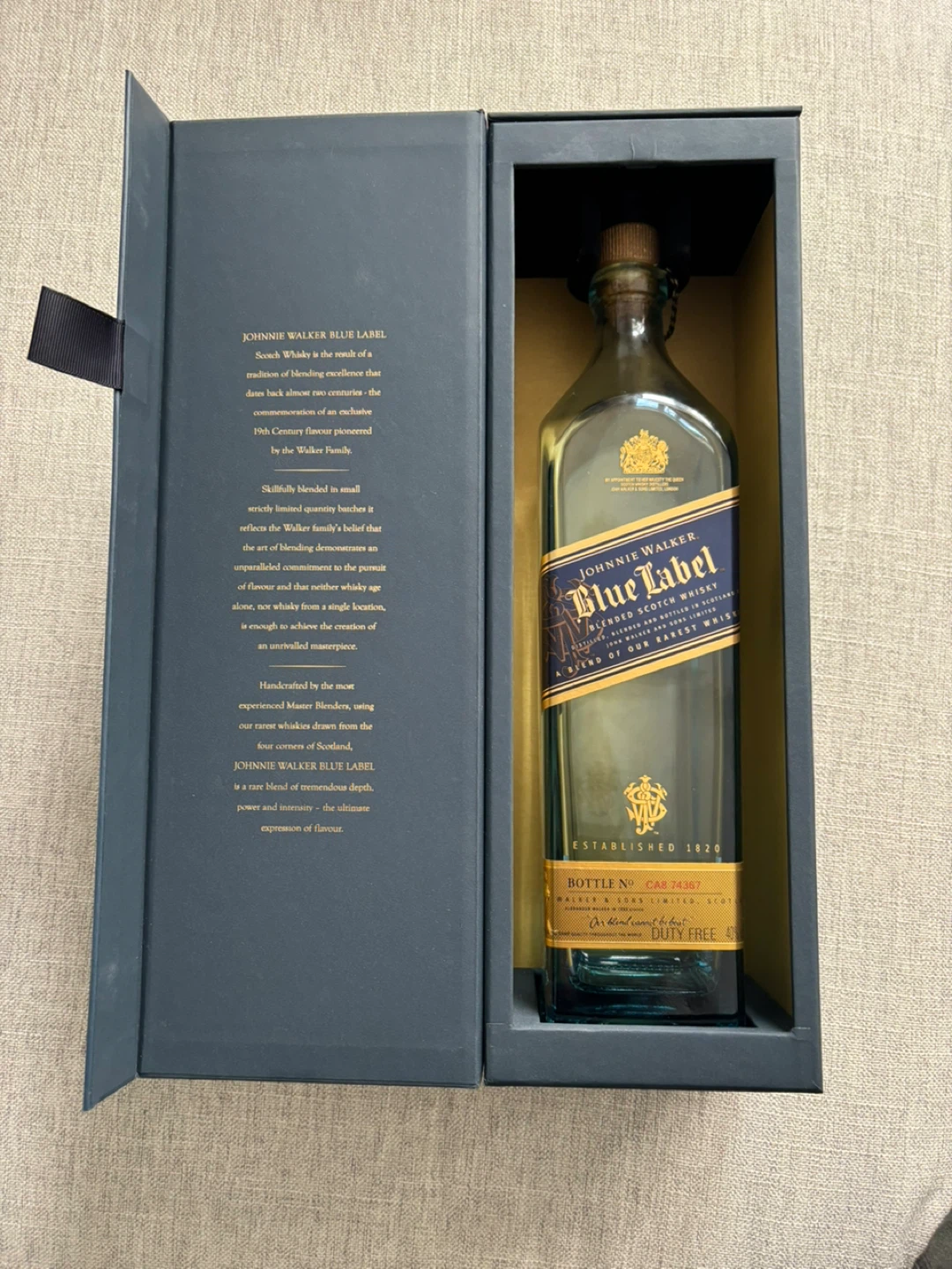 EMPTY Johnnie Walker Blue bottle and box