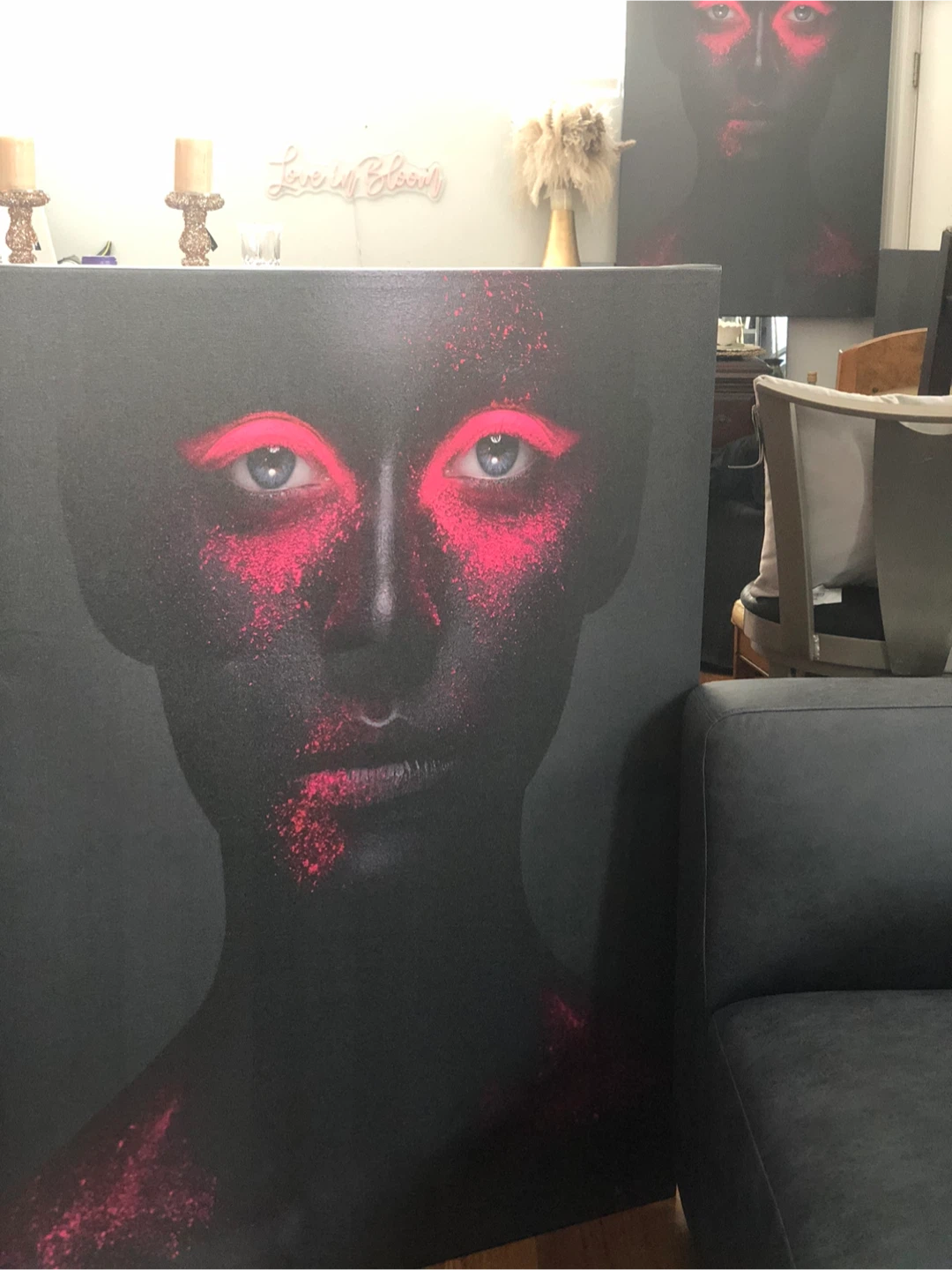 Large Canvas Print - Abstract Portrait with Pink Dust🏆 - photo 2
