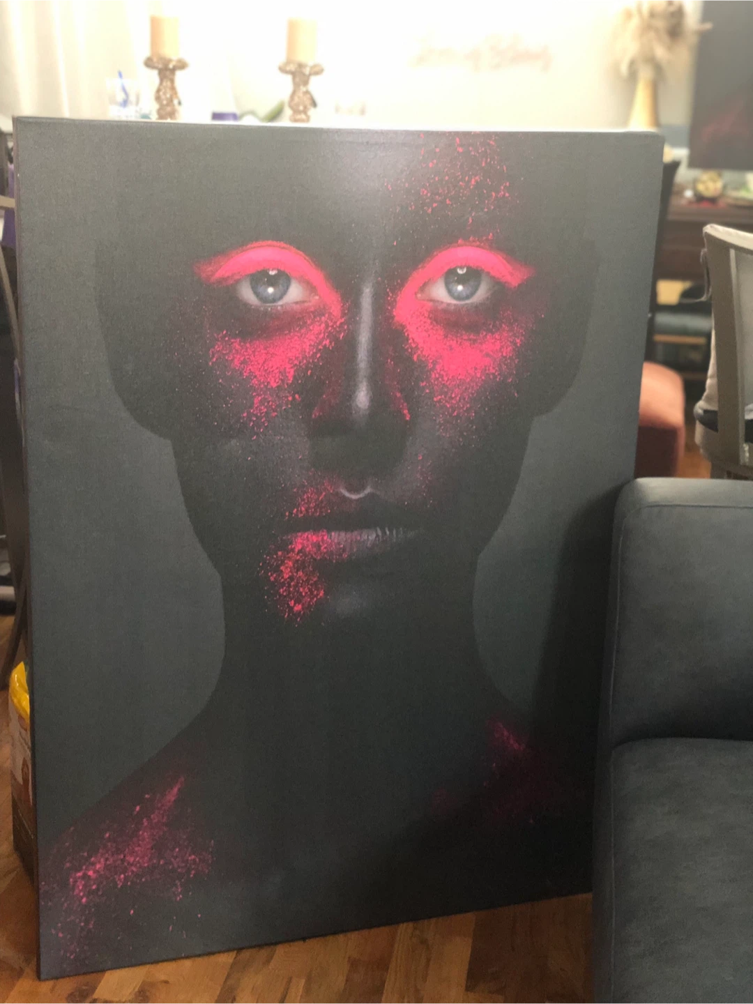 Large Canvas Print - Abstract Portrait with Pink Dust🏆