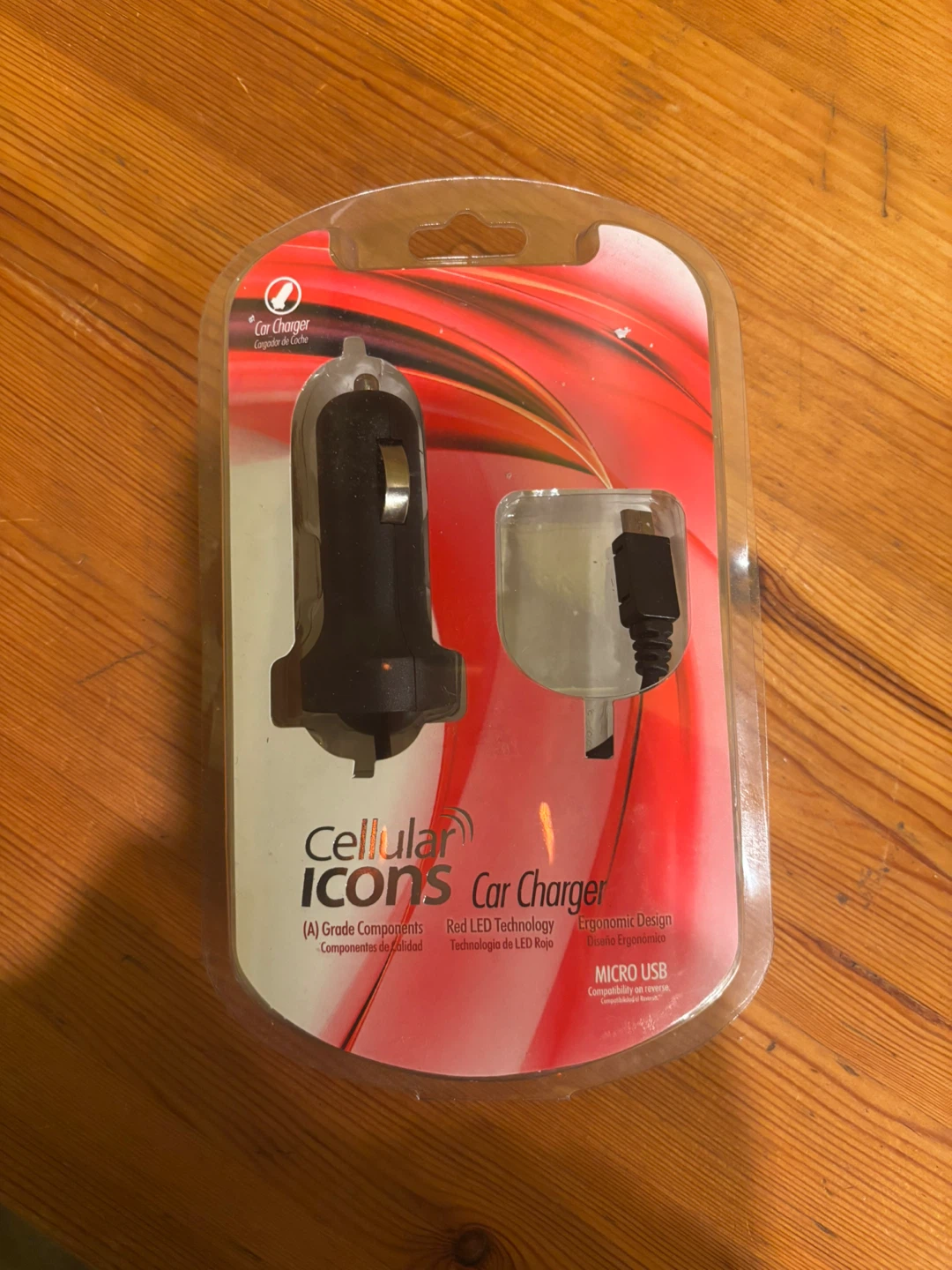 Cellular Icons Car Charger with Micro USB Cable