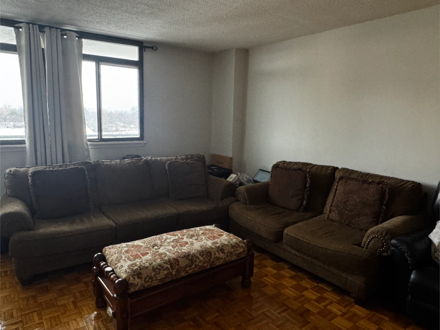 Brown Sectional Sofa with Ottoman
