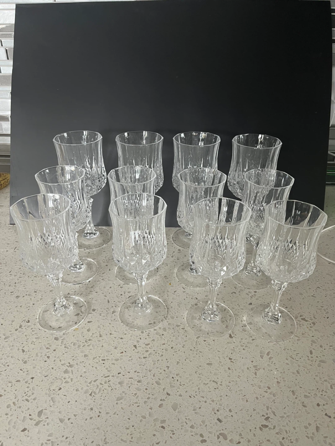 2 Sets 1 of 4 tall ones and 1 set of 8 Crystal Cut Wine Glasses