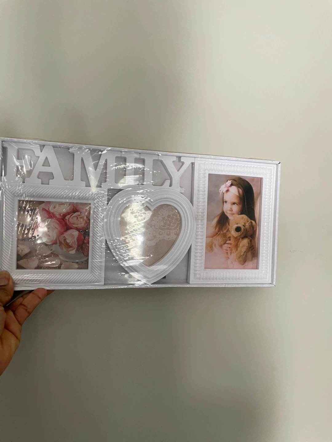 White "FAMILY" Multi Photo Frame with Heart Shape