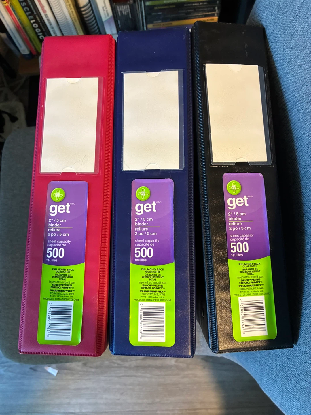 2" Binders - Red, Blue, Black