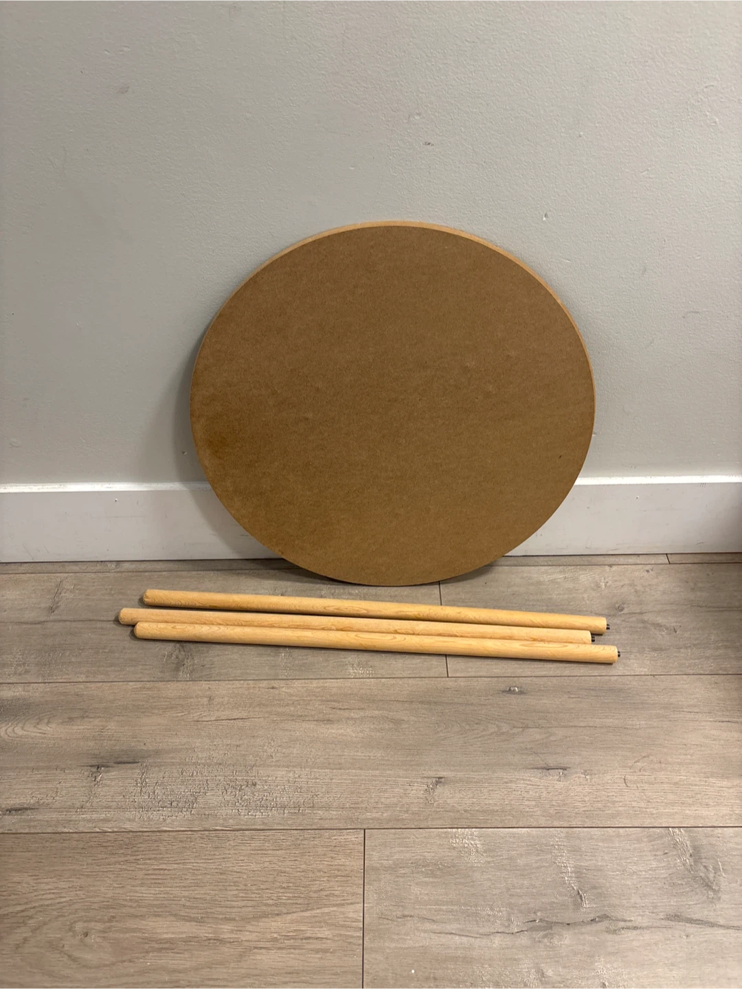 Round MDF Side Table with Wooden Legs