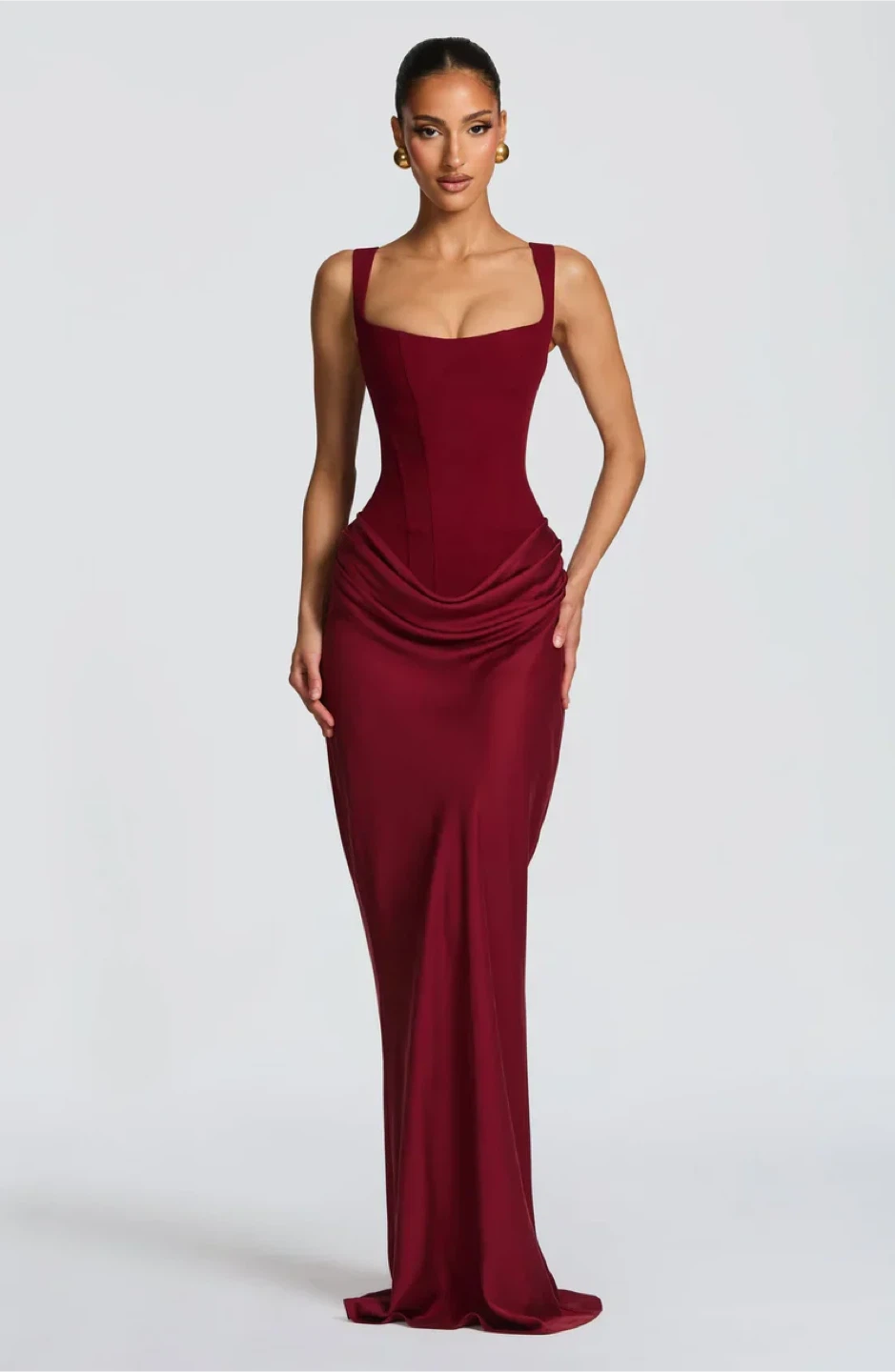 Red Corset Maxi Dress - Size M