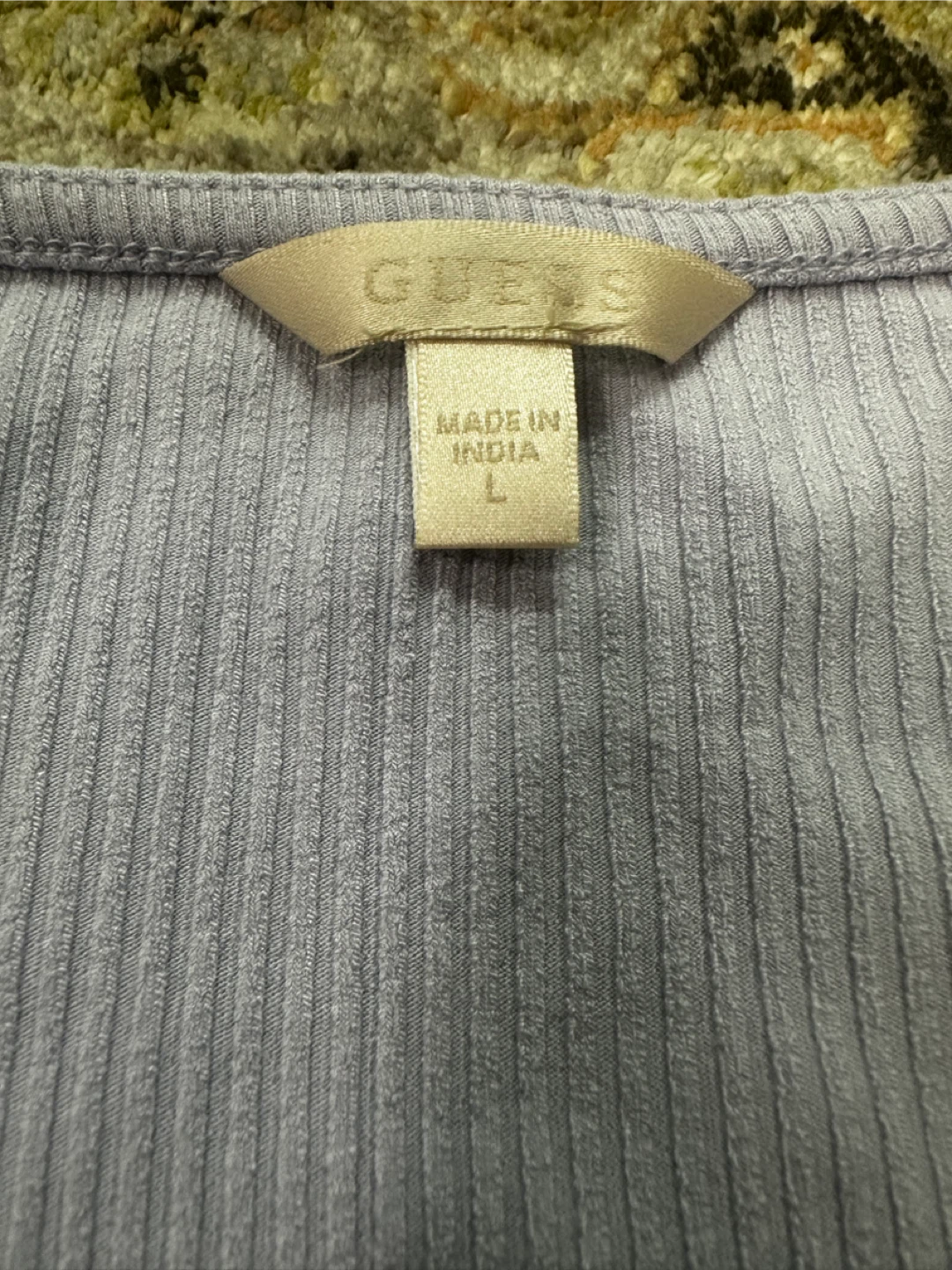 Guess Ribbed Henley Shirt Size L Lavender - photo 2
