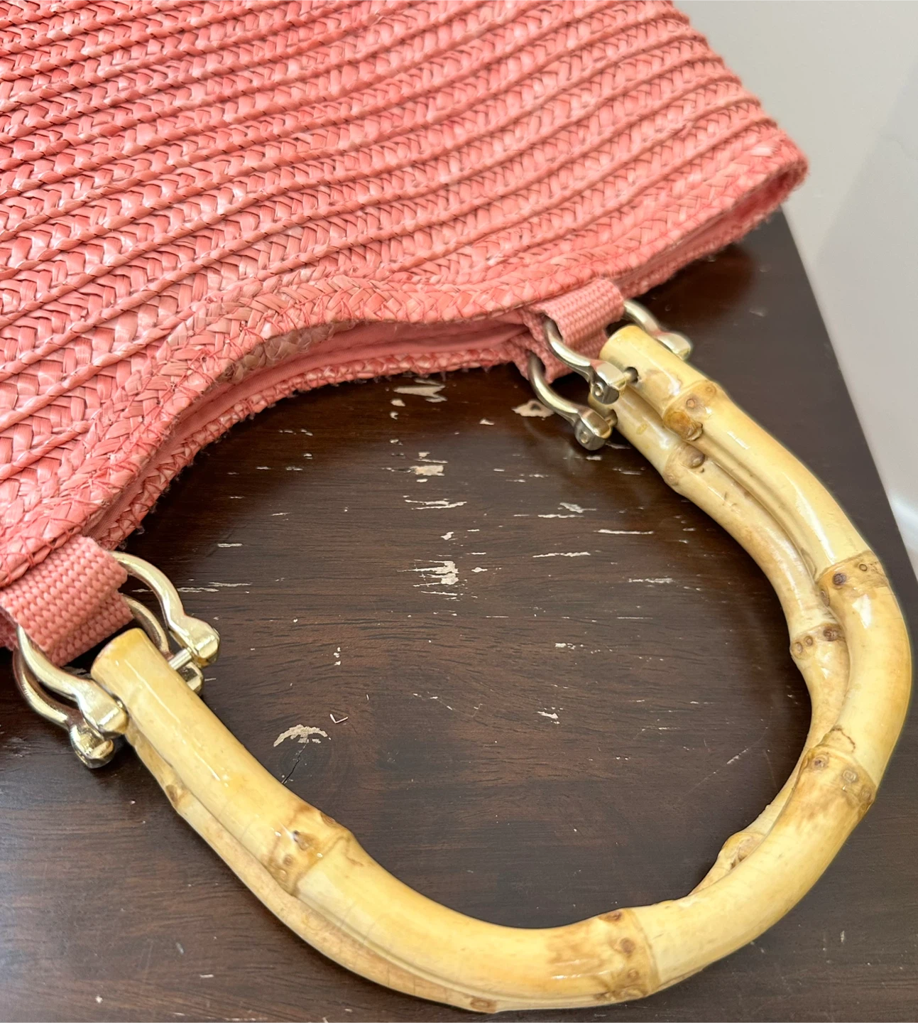 St. John's Bay Straw Handbag with Bamboo Handles 🏆 - photo 3